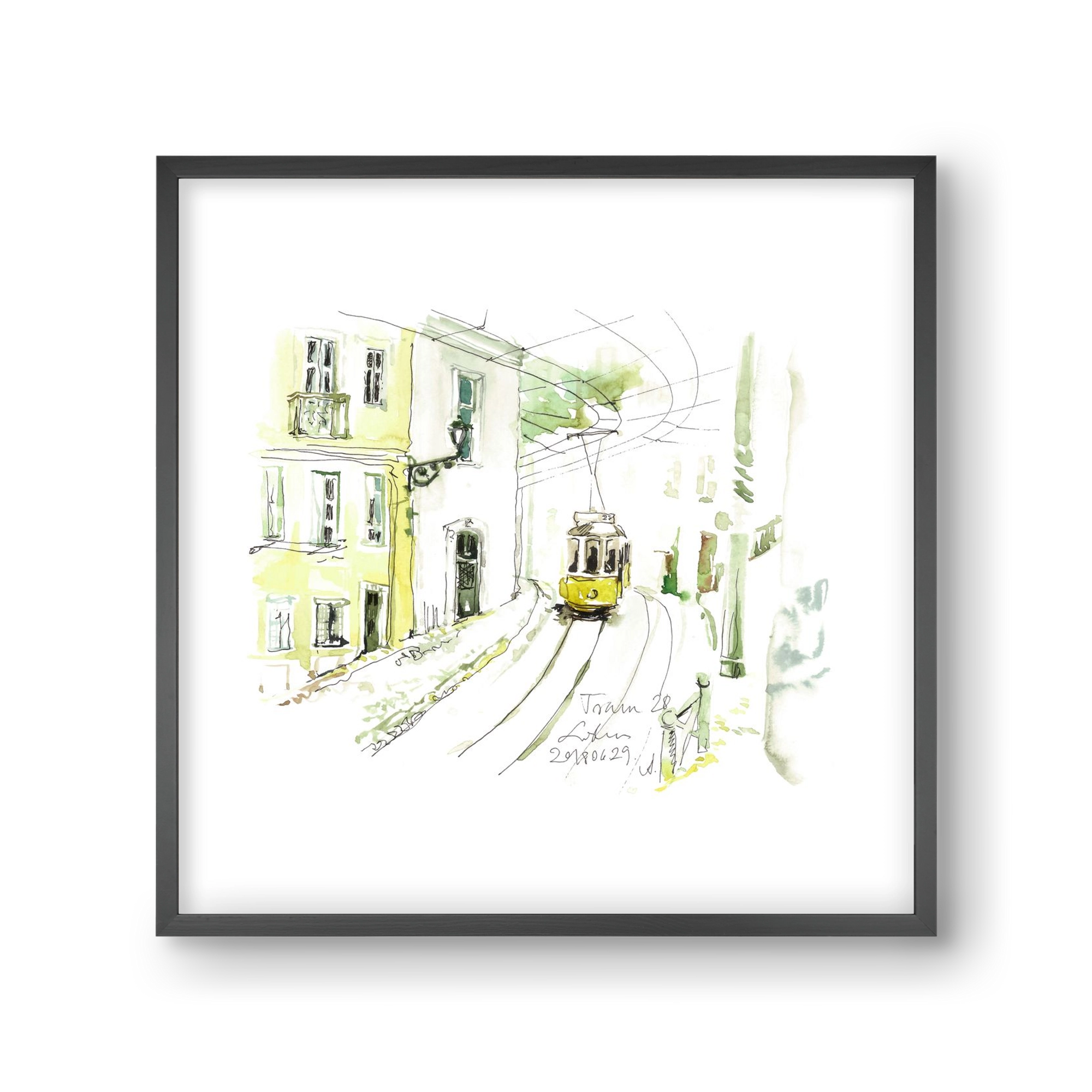 LISBON AQUARELLE NO.27, 30x30 cm (30x30 cm), Fekete keret