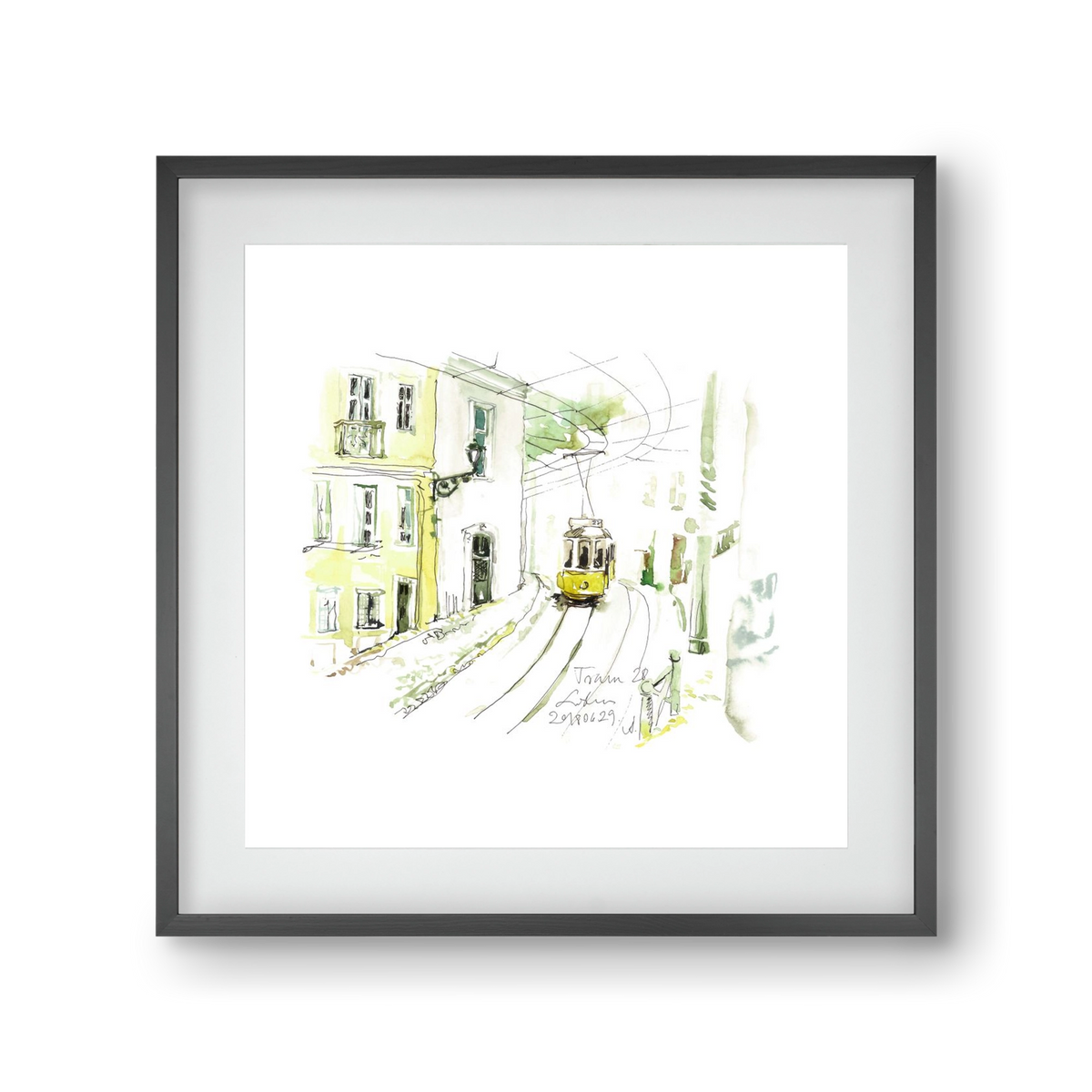 LISBON AQUARELLE NO.27, 30x30 cm (20x20 cm), Fekete keret, paszpartuval