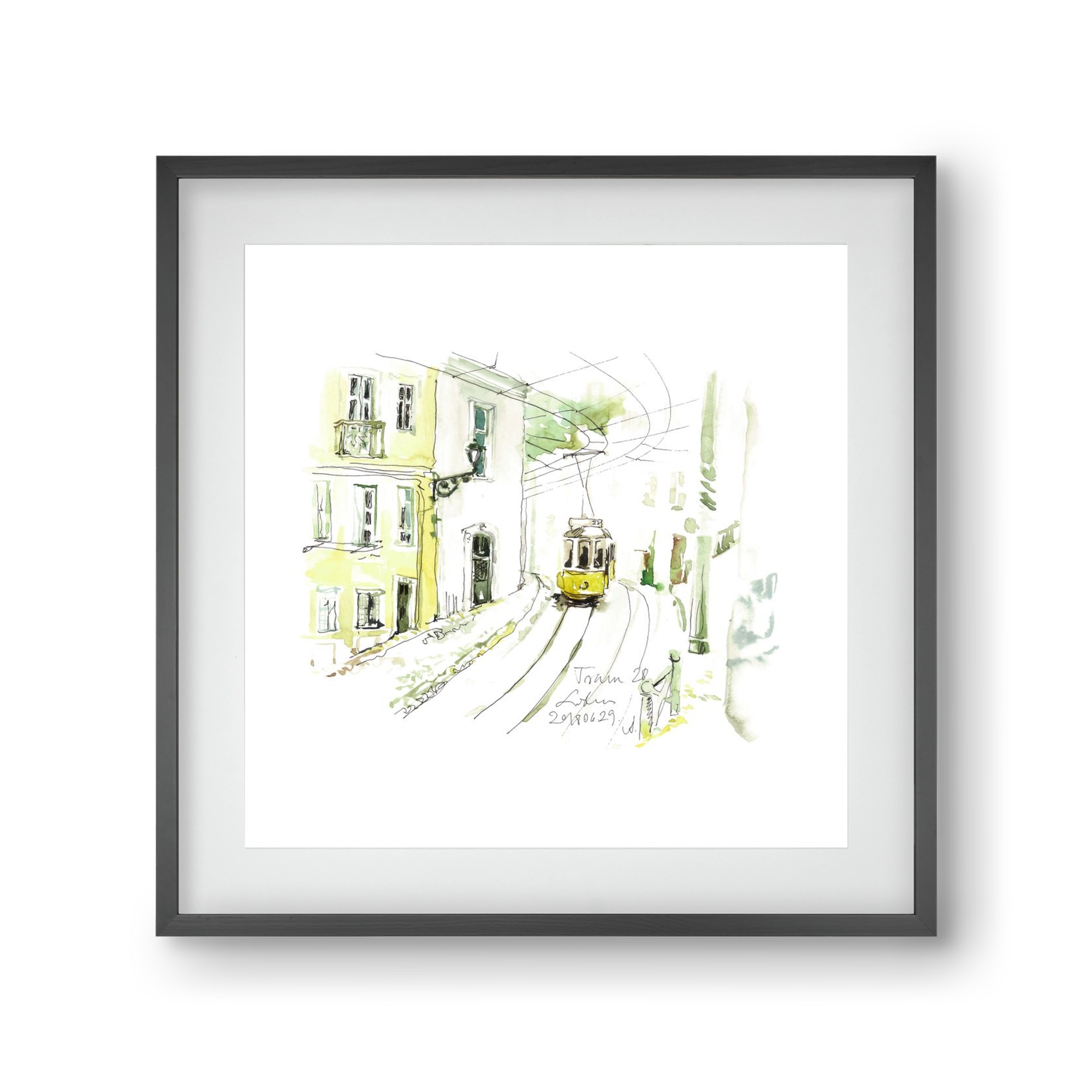 LISBON AQUARELLE NO.27, 30x30 cm (20x20 cm), Fekete keret, paszpartuval