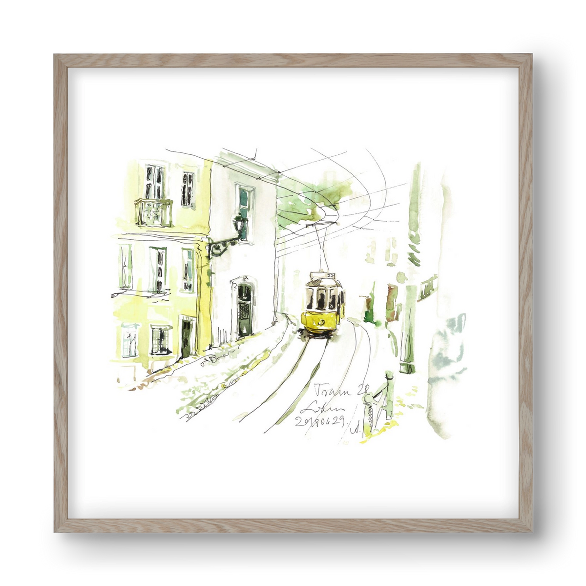 LISBON AQUARELLE NO.27, 40x40 cm (40x40 cm), Tölgy keret