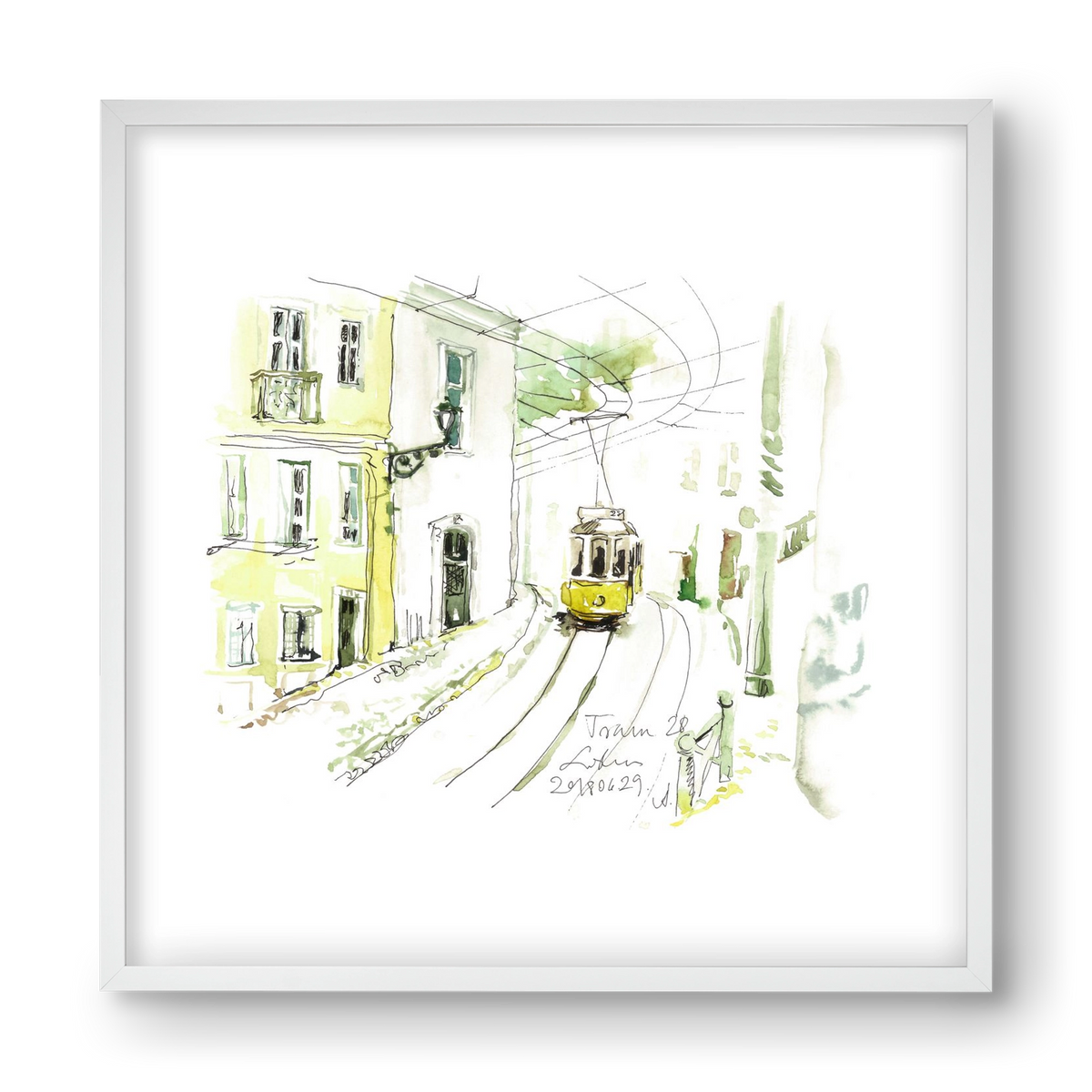 LISBON AQUARELLE NO.27, 40x40 cm (40x40 cm), Fehér keret
