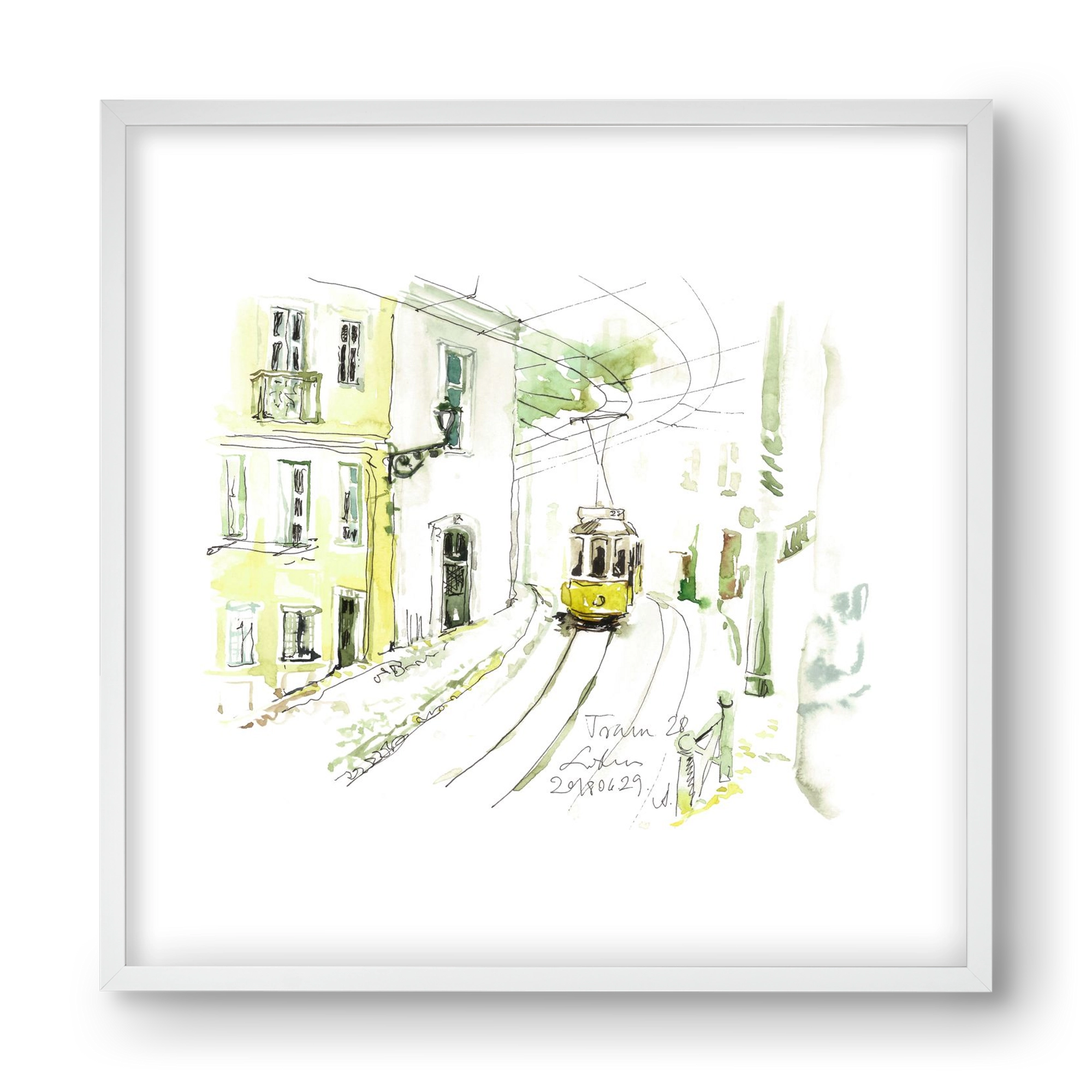 LISBON AQUARELLE NO.27, 40x40 cm (40x40 cm), Fehér keret
