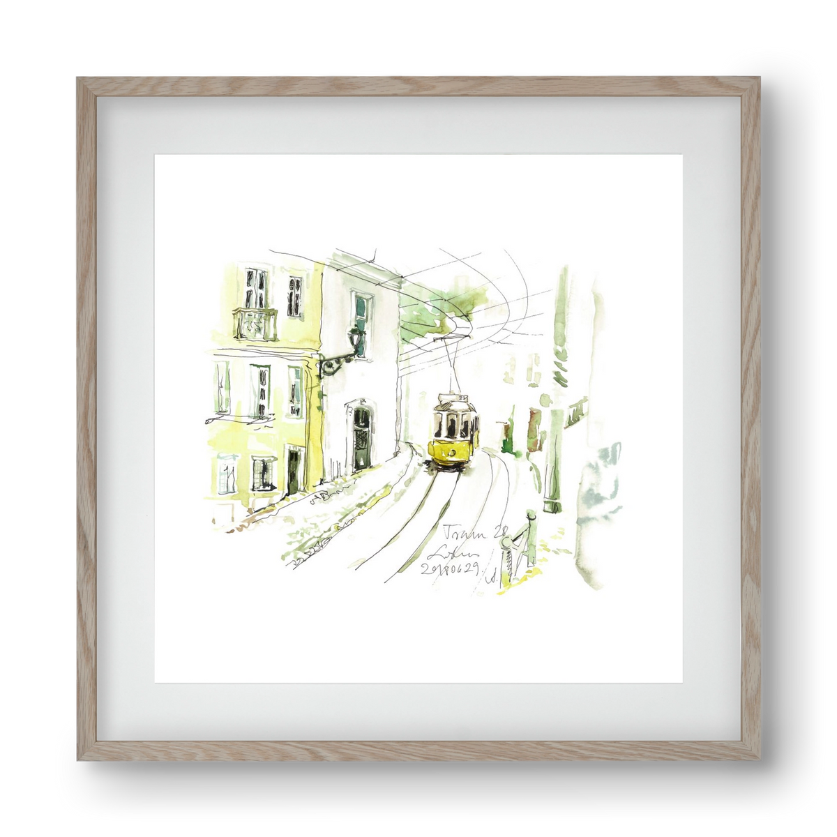 LISBON AQUARELLE NO.27, 40x40 cm (30x30 cm), Tölgy keret, paszpartuval