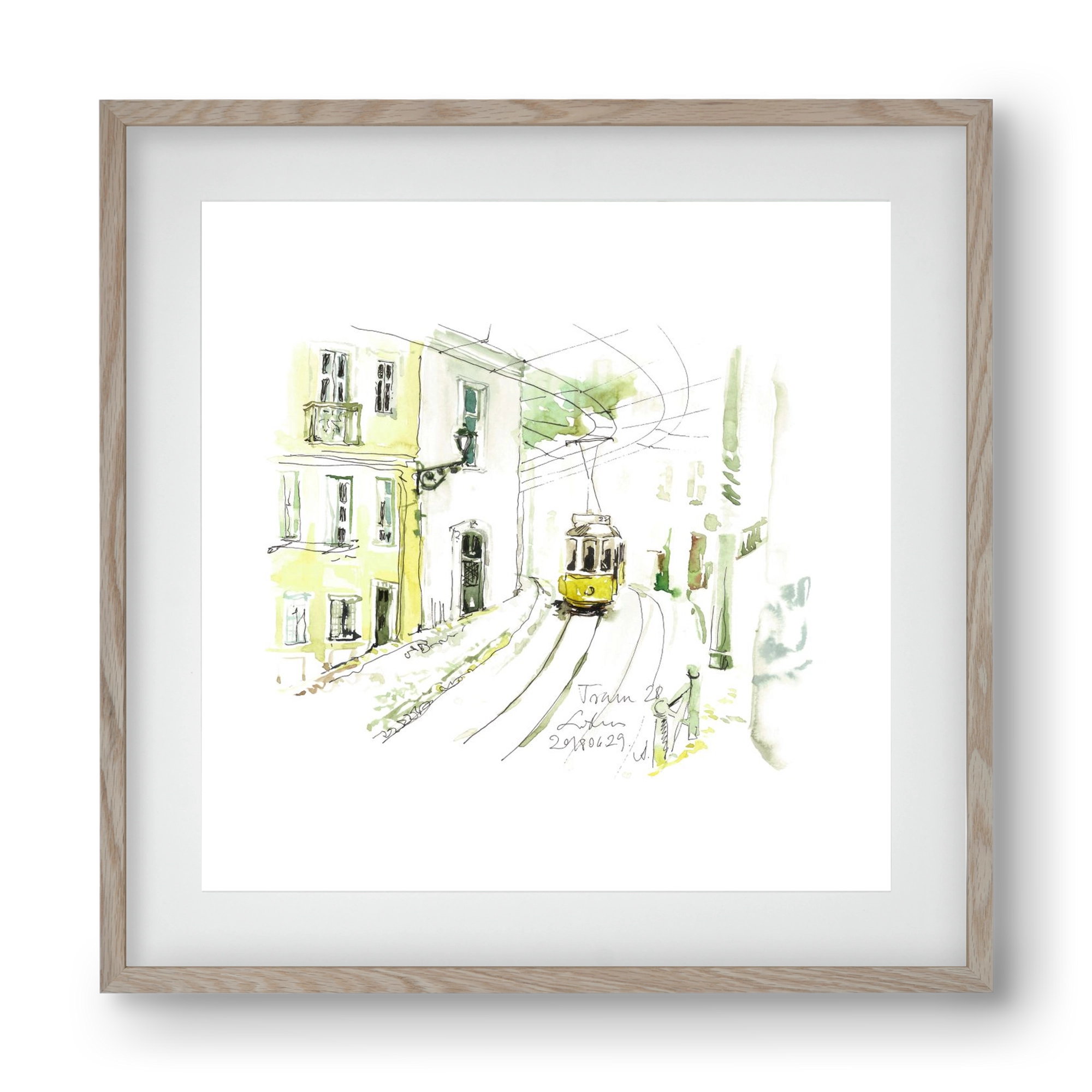 LISBON AQUARELLE NO.27, 40x40 cm (30x30 cm), Tölgy keret, paszpartuval