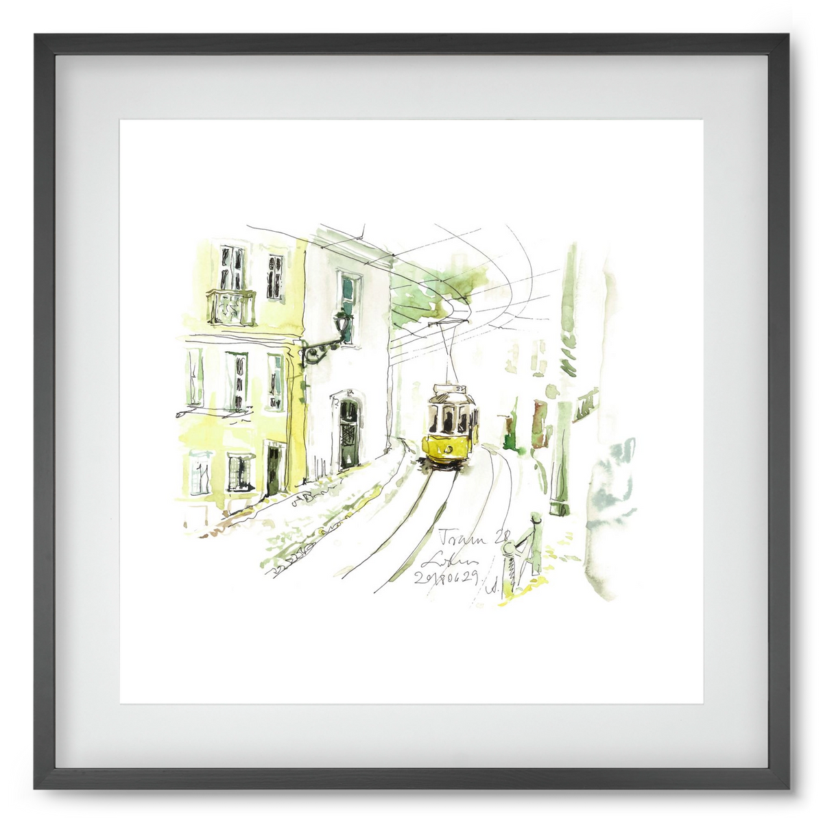 LISBON AQUARELLE NO.27, 50x50 cm (40x40 cm), Fekete keret, paszpartuval
