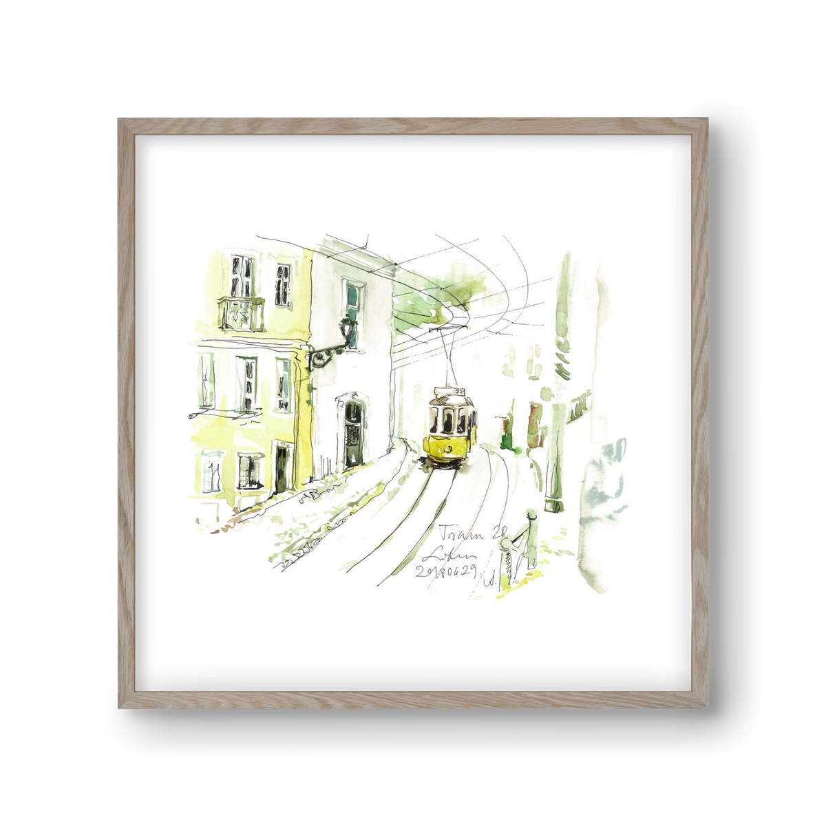 LISBON AQUARELLE NO.27, 30x30 cm (30x30 cm), Tölgy keret