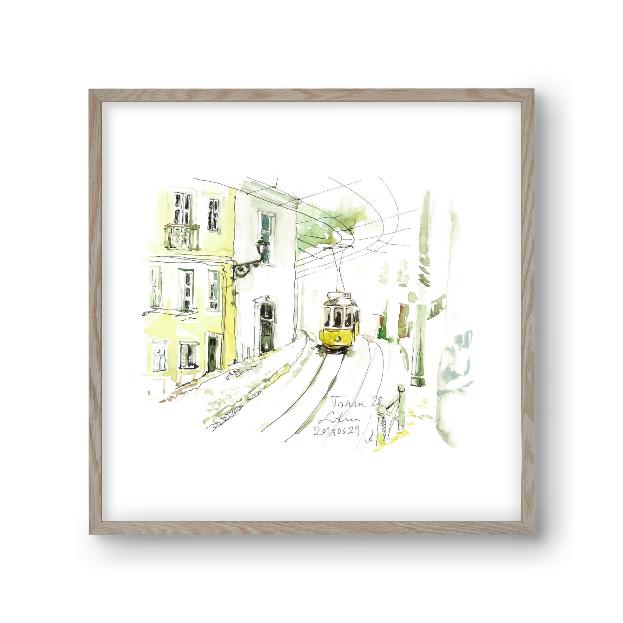 LISBON AQUARELLE NO.27, 30x30 cm (30x30 cm), Tölgy keret