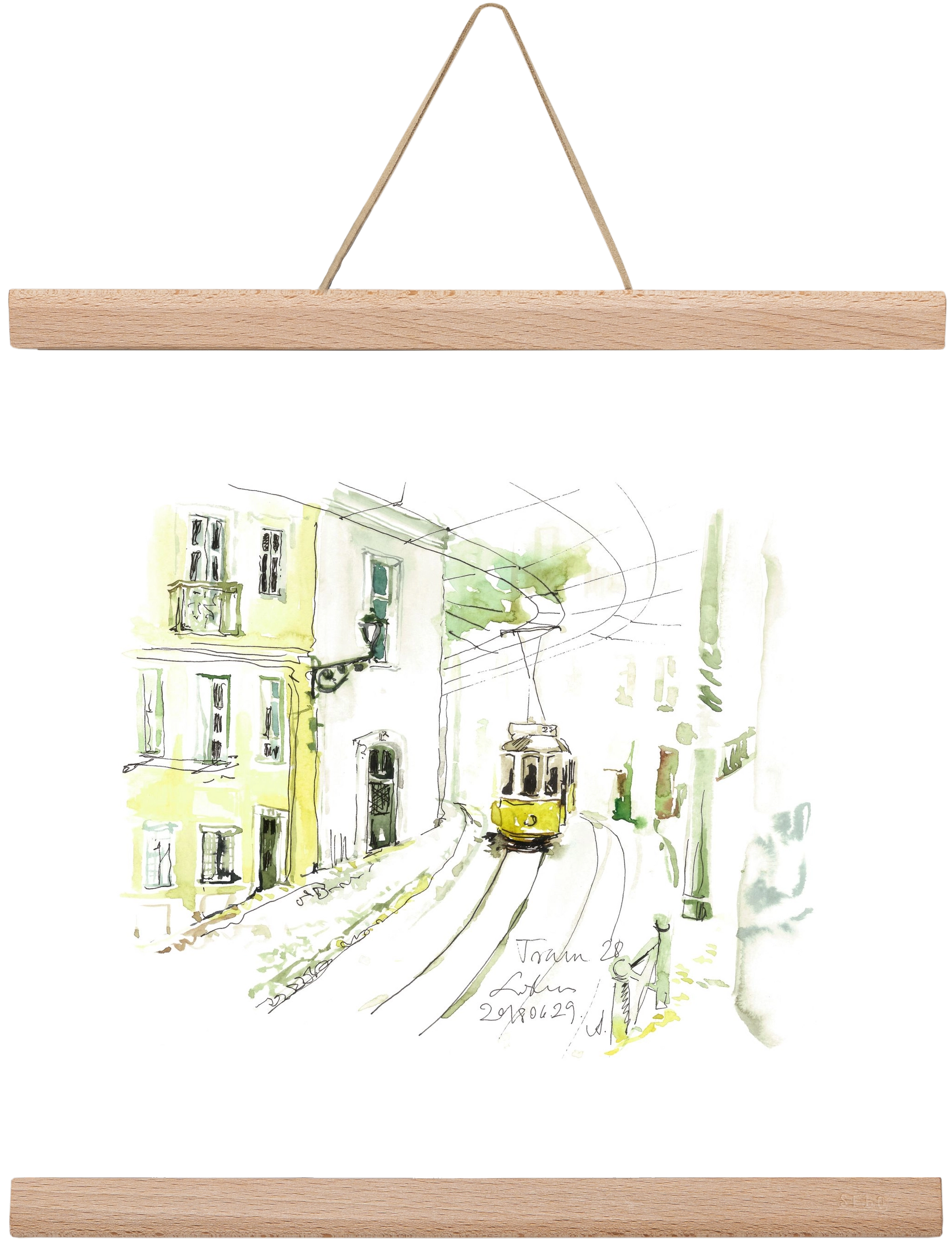 LISBON AQUARELLE NO.27, 30x30 cm (30x30 cm), Tölgy akasztó