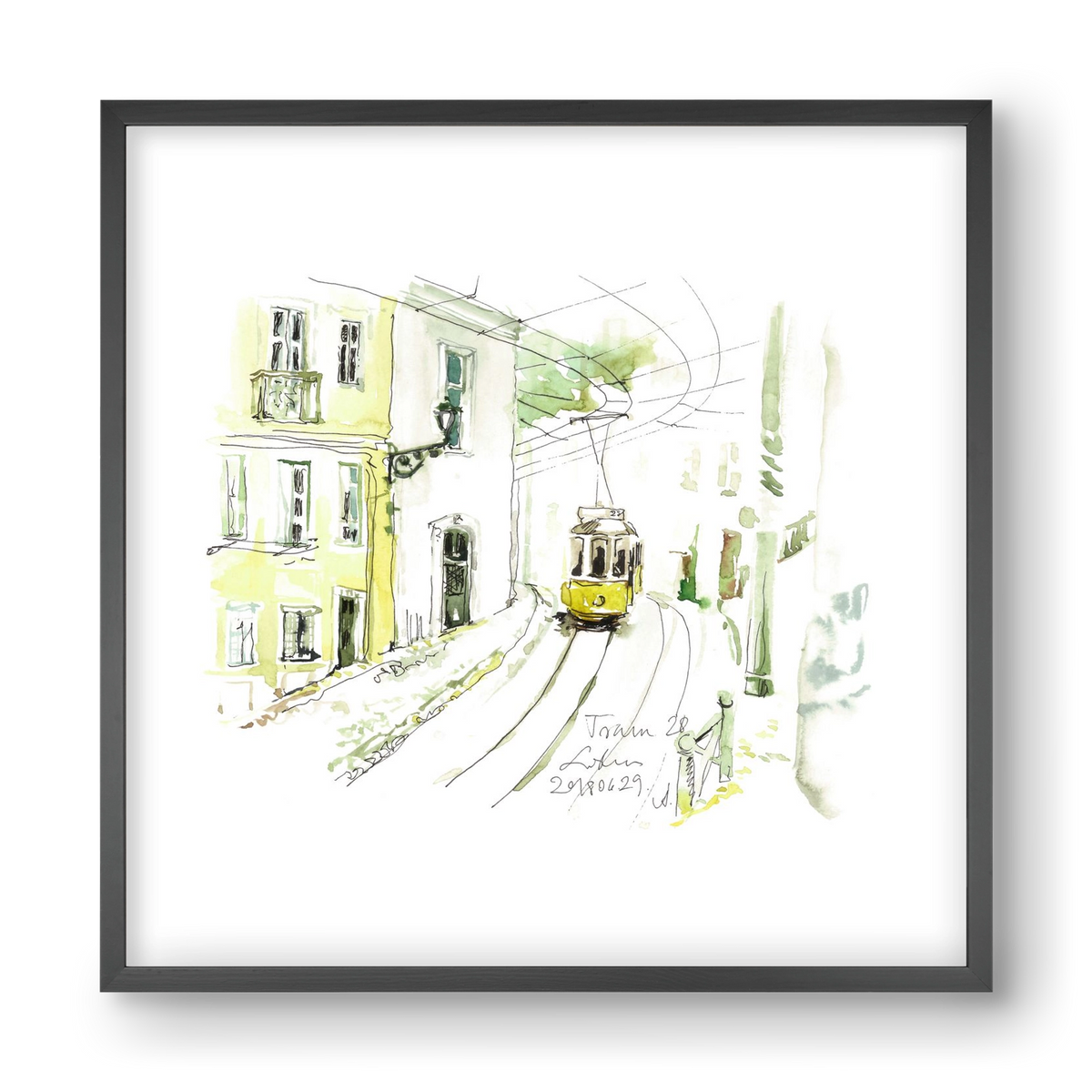 LISBON AQUARELLE NO.27, 40x40 cm (40x40 cm), Fekete keret