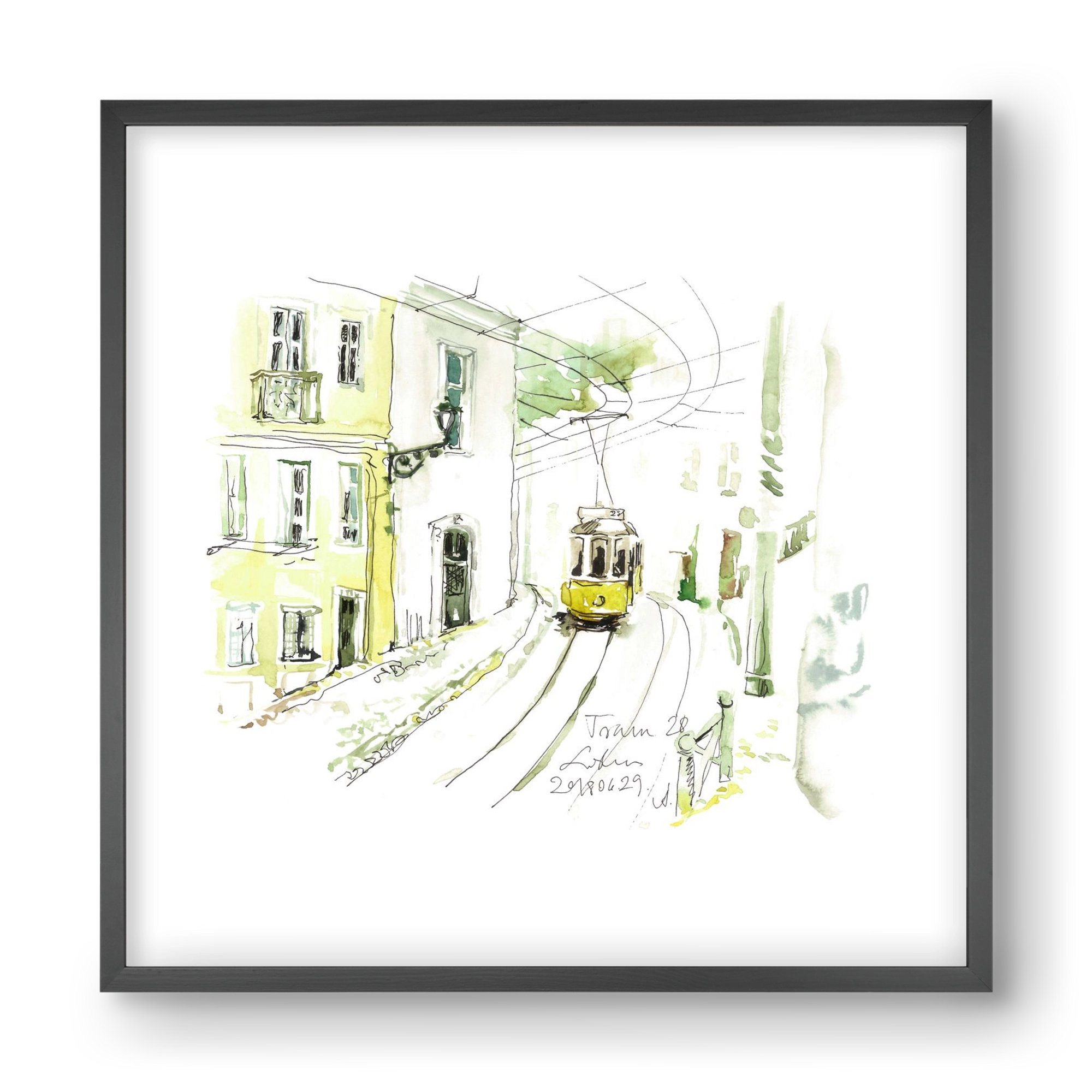 LISBON AQUARELLE NO.27, 40x40 cm (40x40 cm), Fekete keret