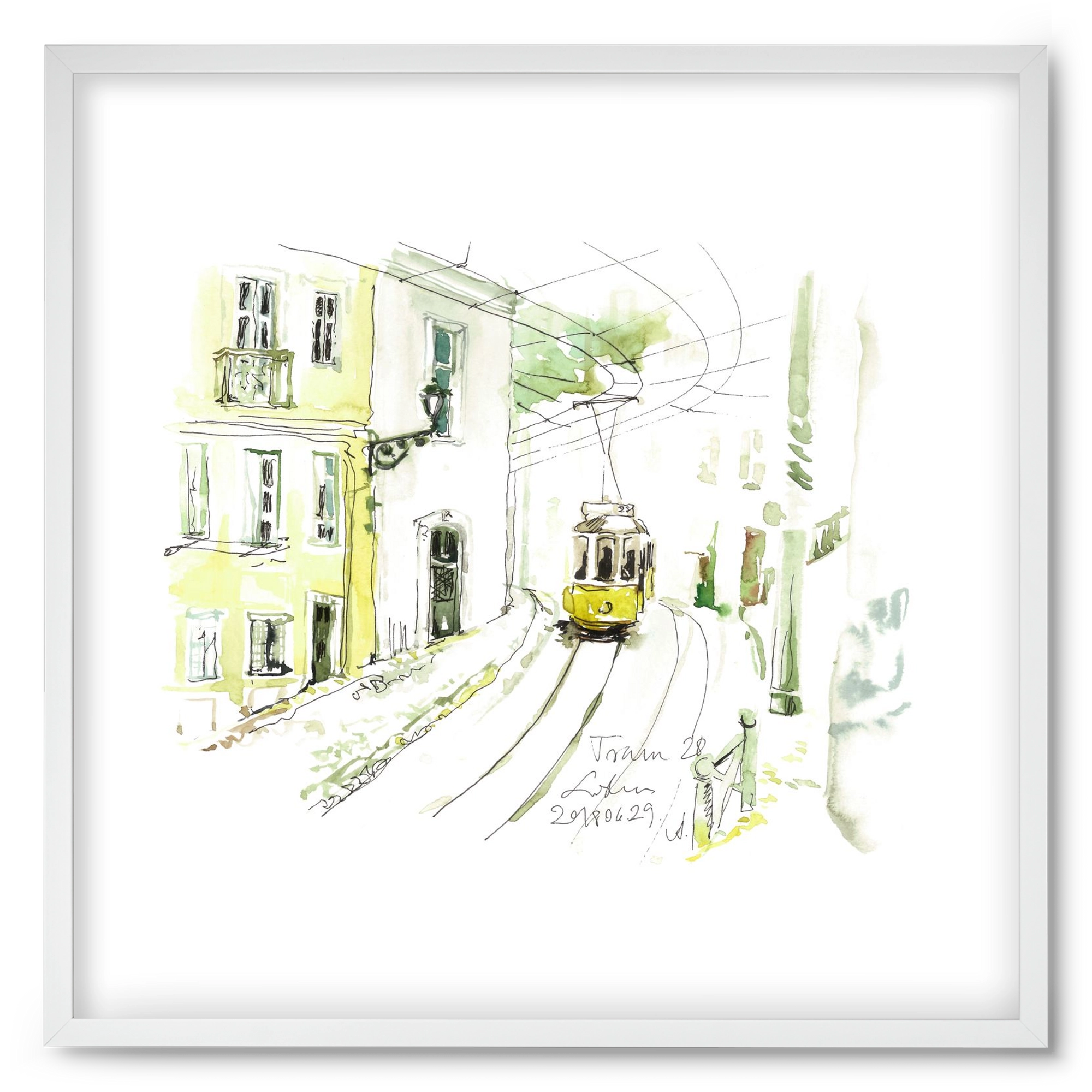 LISBON AQUARELLE NO.27, 50x50 cm (50x50 cm), Fehér keret