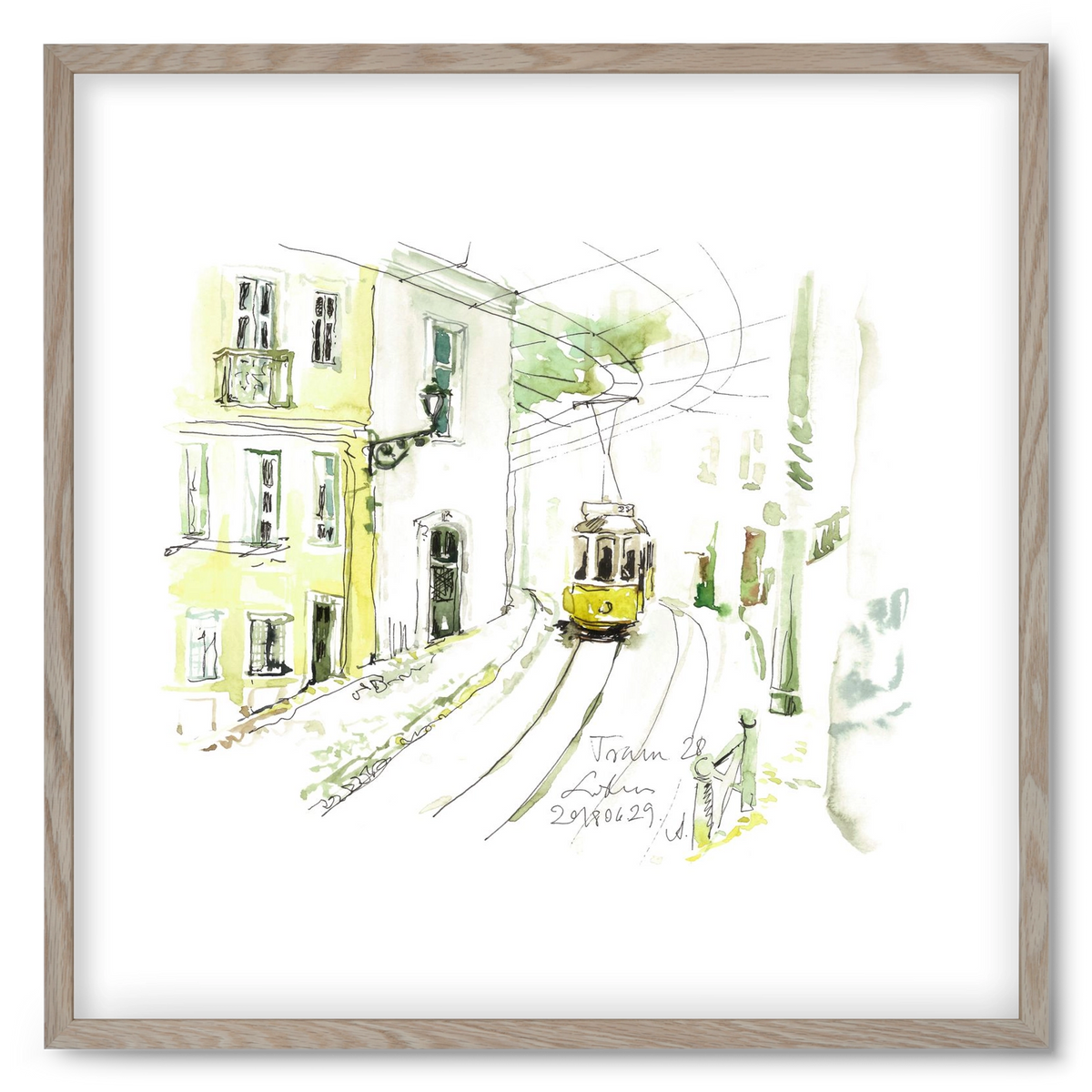 LISBON AQUARELLE NO.27, 50x50 cm (50x50 cm), Tölgy keret