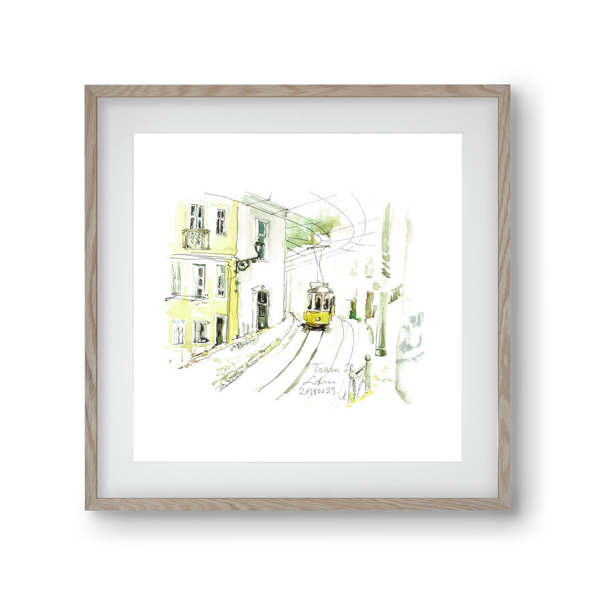 LISBON AQUARELLE NO.27, 30x30 cm (20x20 cm), Tölgy keret, paszpartuval