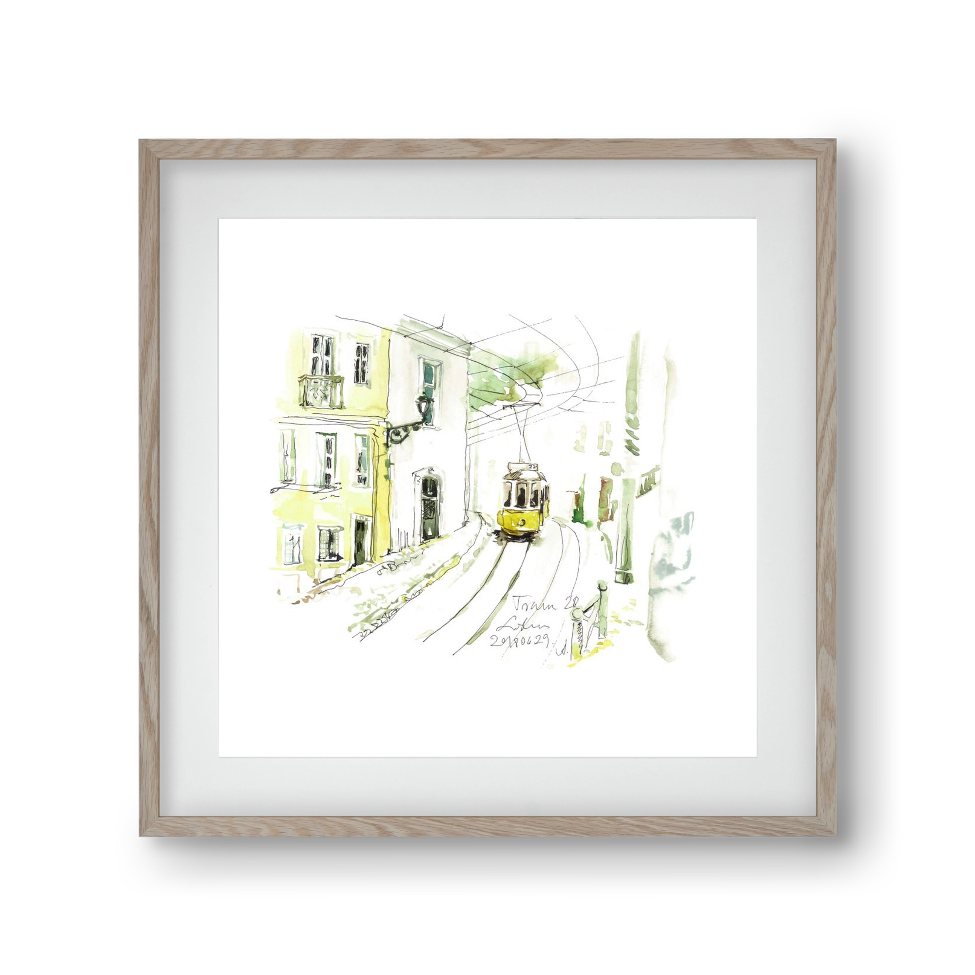 LISBON AQUARELLE NO.27, 30x30 cm (20x20 cm), Tölgy keret, paszpartuval