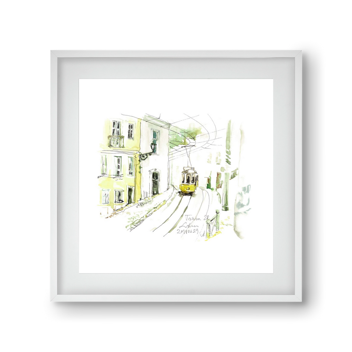 LISBON AQUARELLE NO.27, 30x30 cm (20x20 cm), Fehér keret, paszpartuval