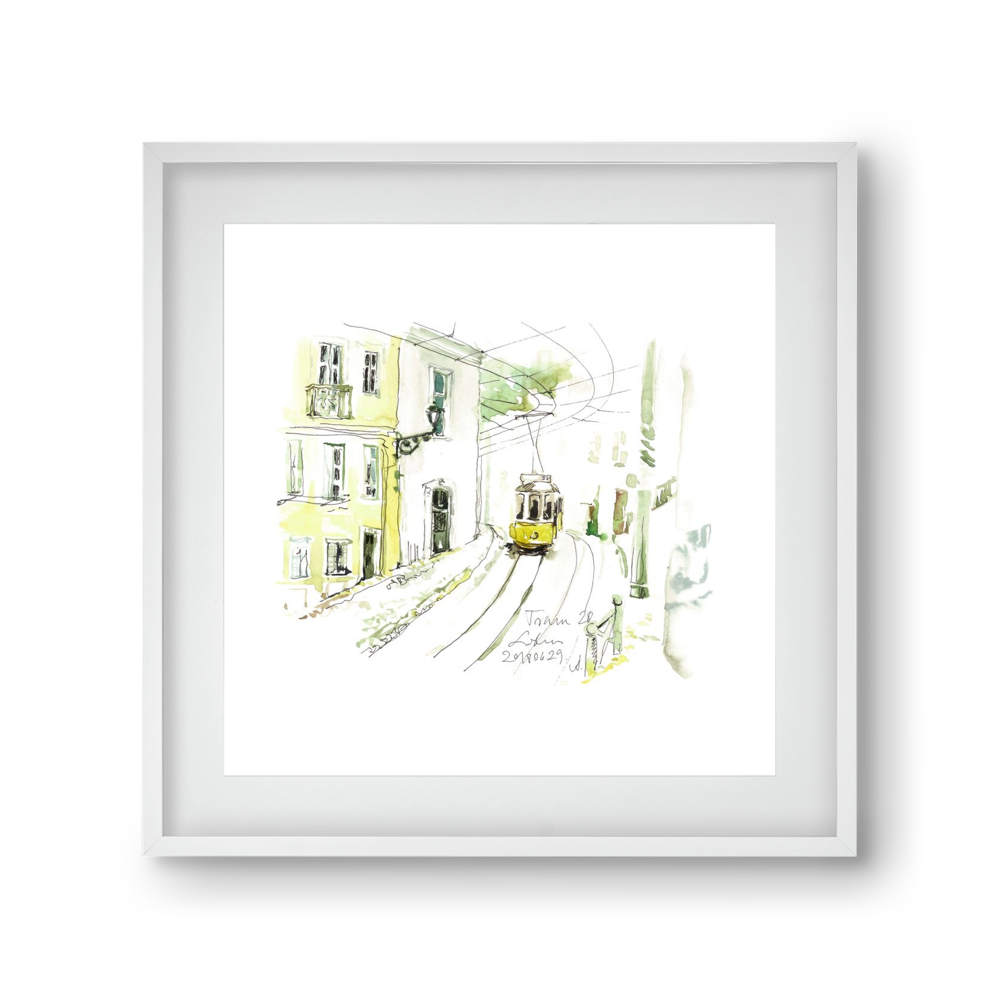 LISBON AQUARELLE NO.27, 30x30 cm (20x20 cm), Fehér keret, paszpartuval