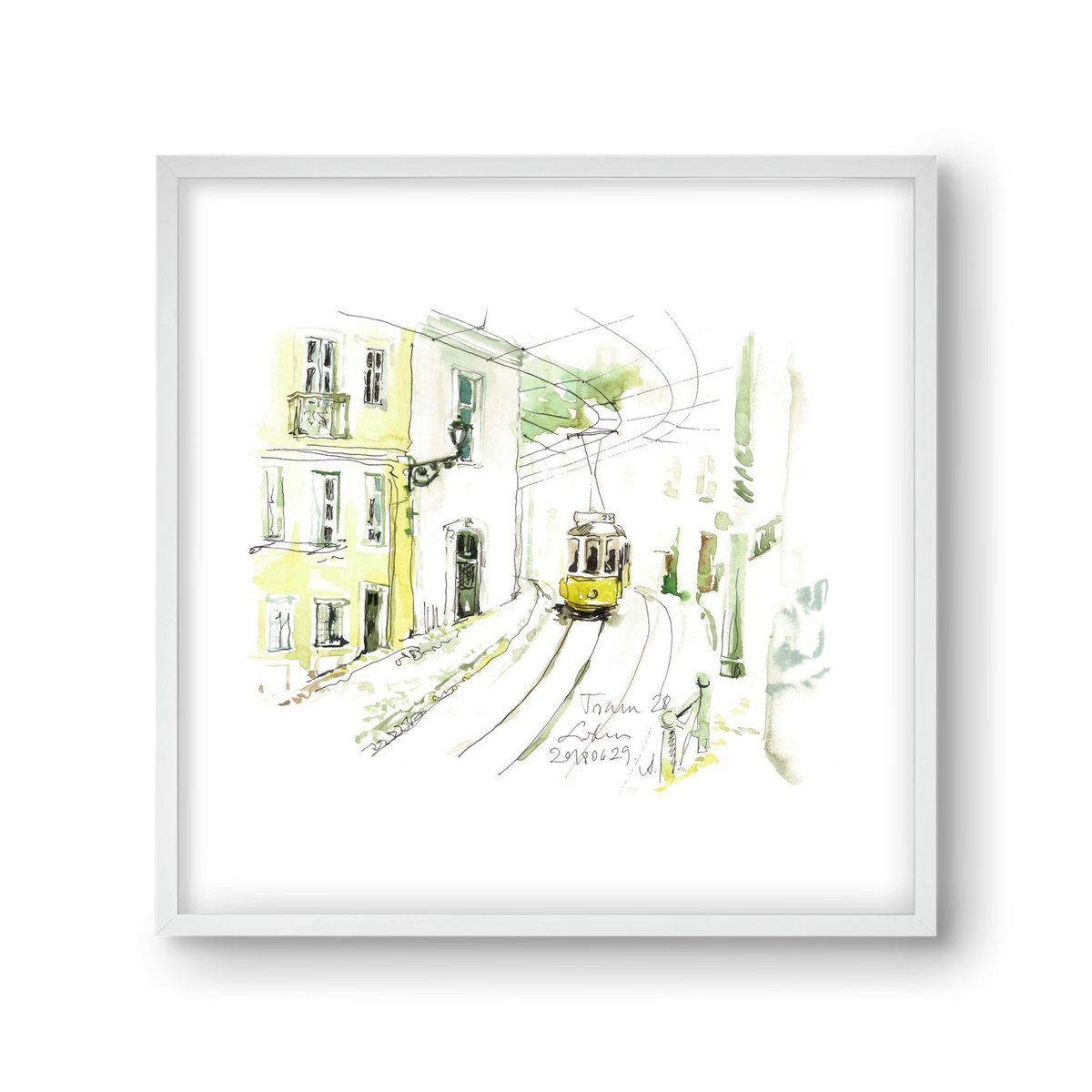 LISBON AQUARELLE NO.27, 30x30 cm (30x30 cm), Fehér keret