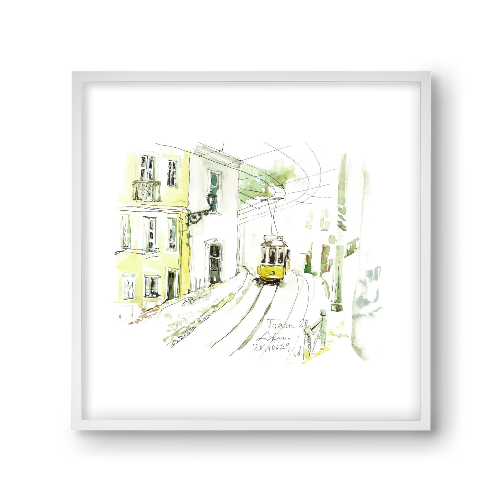 LISBON AQUARELLE NO.27, 30x30 cm (30x30 cm), Fehér keret