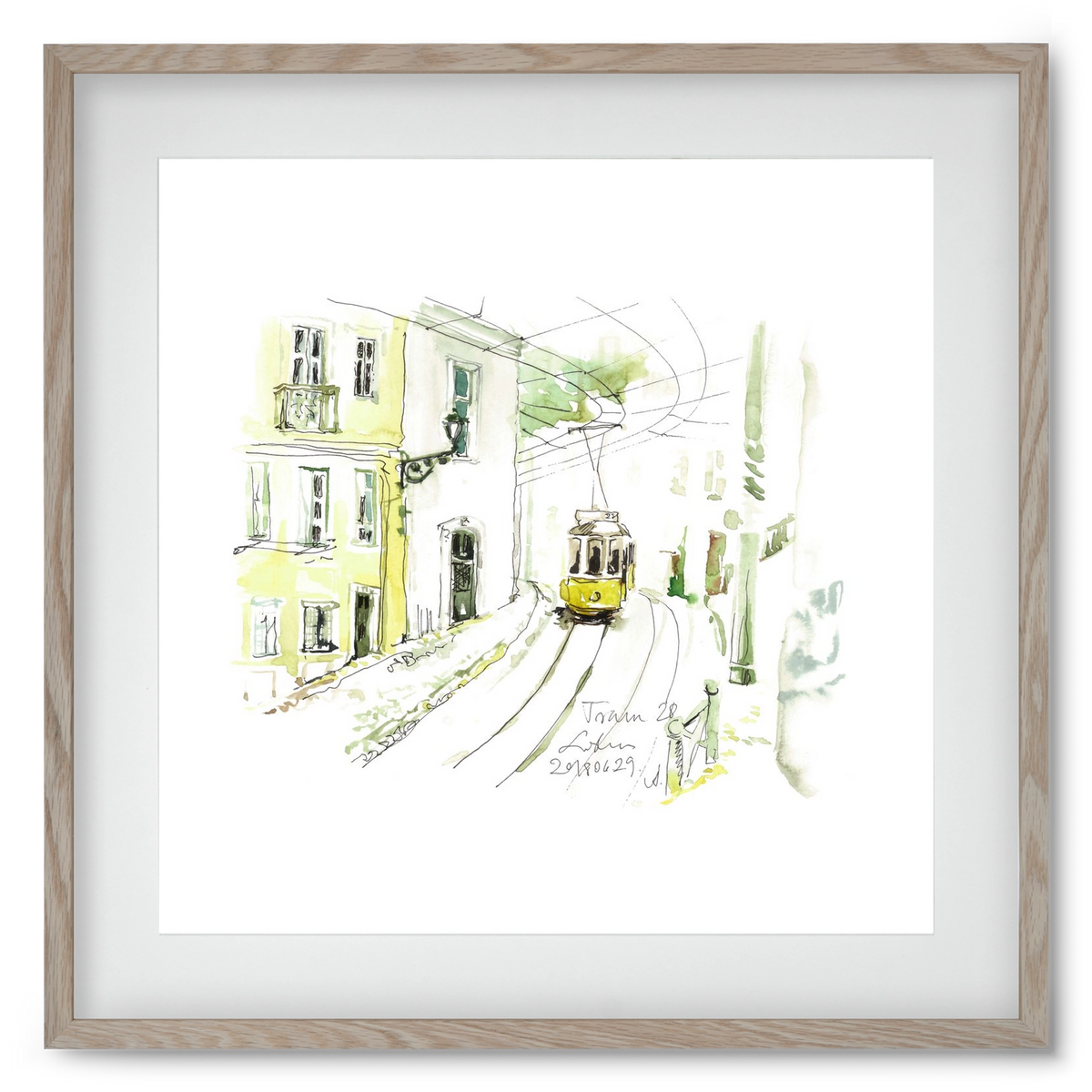 LISBON AQUARELLE NO.27, 50x50 cm (40x40 cm), Tölgy keret, paszpartuval