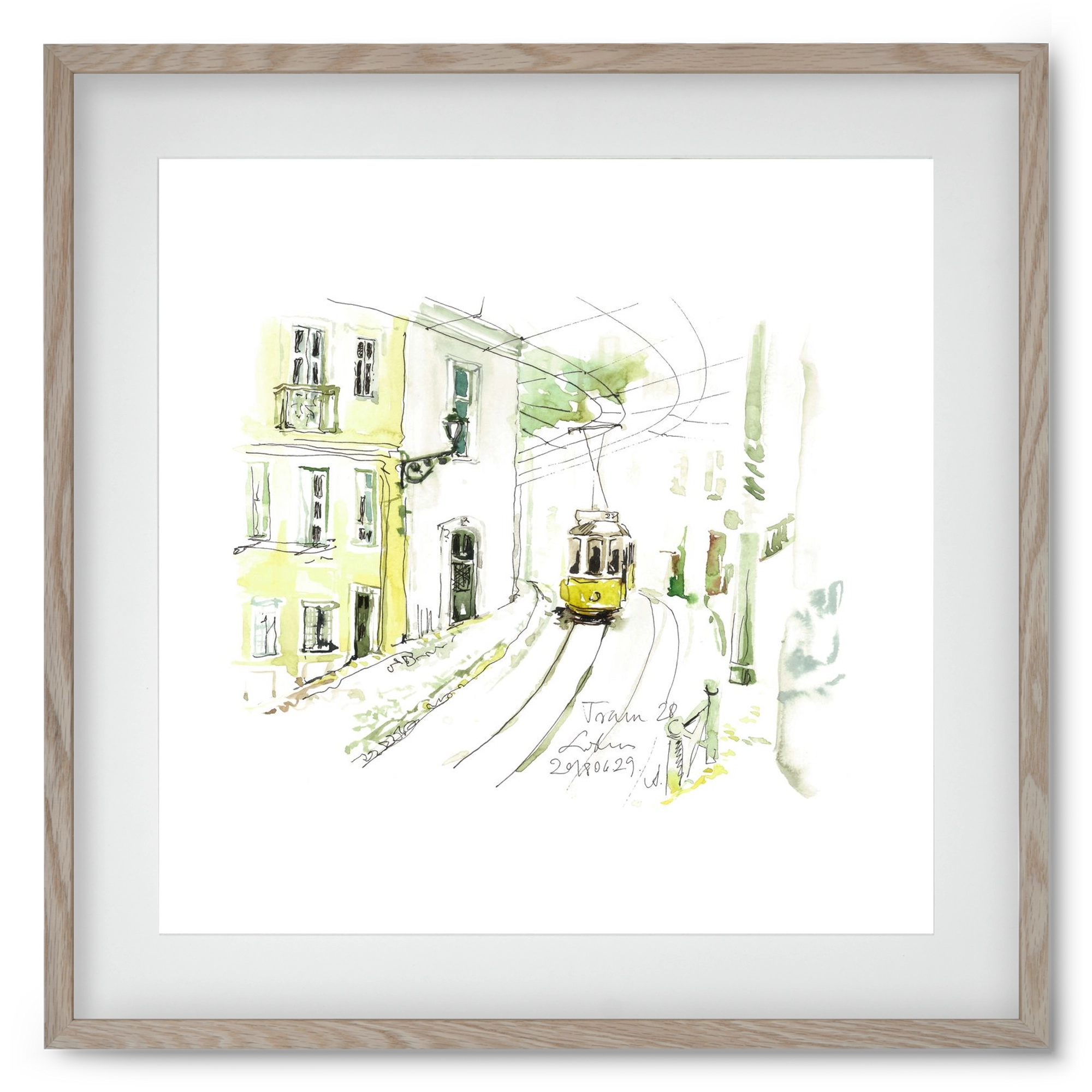 LISBON AQUARELLE NO.27, 50x50 cm (40x40 cm), Tölgy keret, paszpartuval