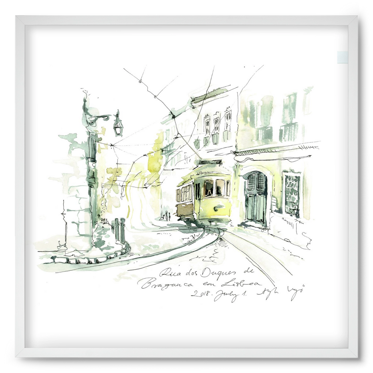 LISBON AQUARELLE NO.28, 50x50 cm (50x50 cm), Fehér keret