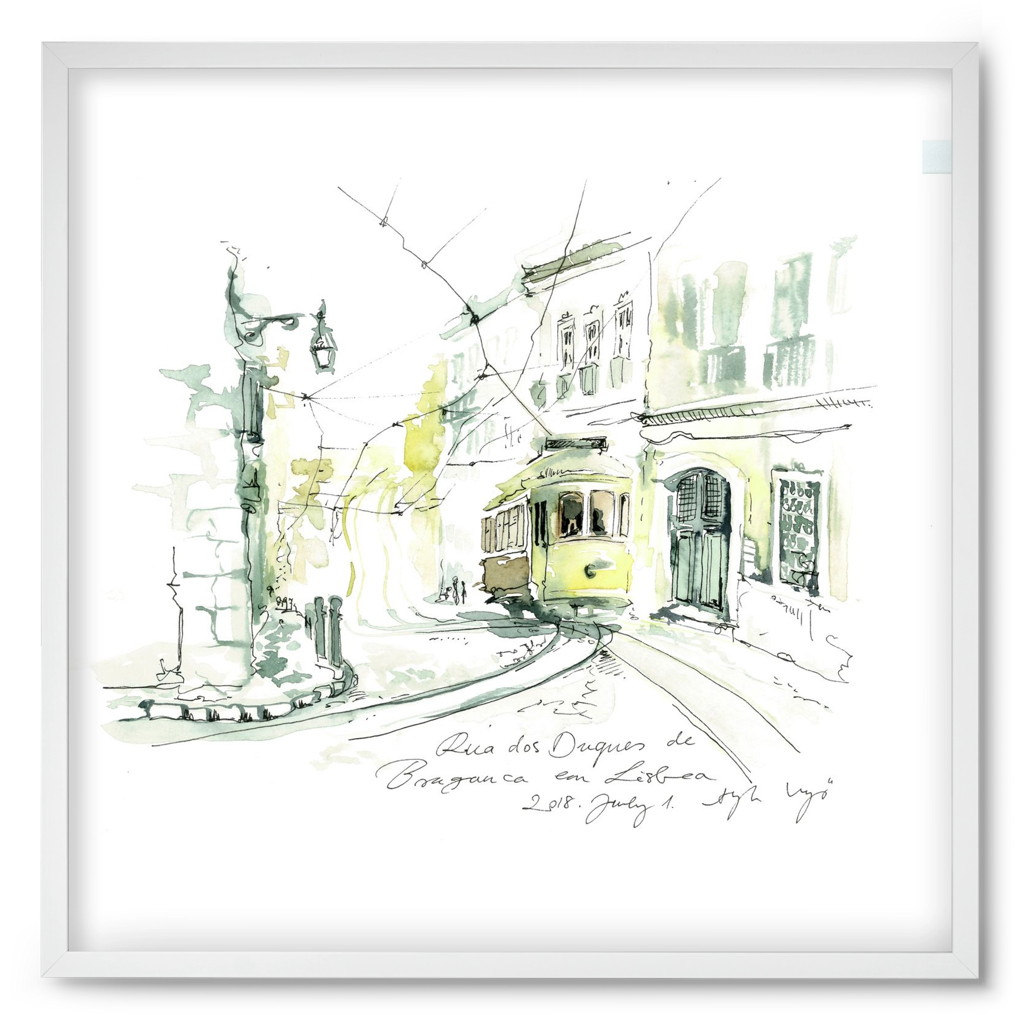 LISBON AQUARELLE NO.28, 50x50 cm (50x50 cm), Fehér keret