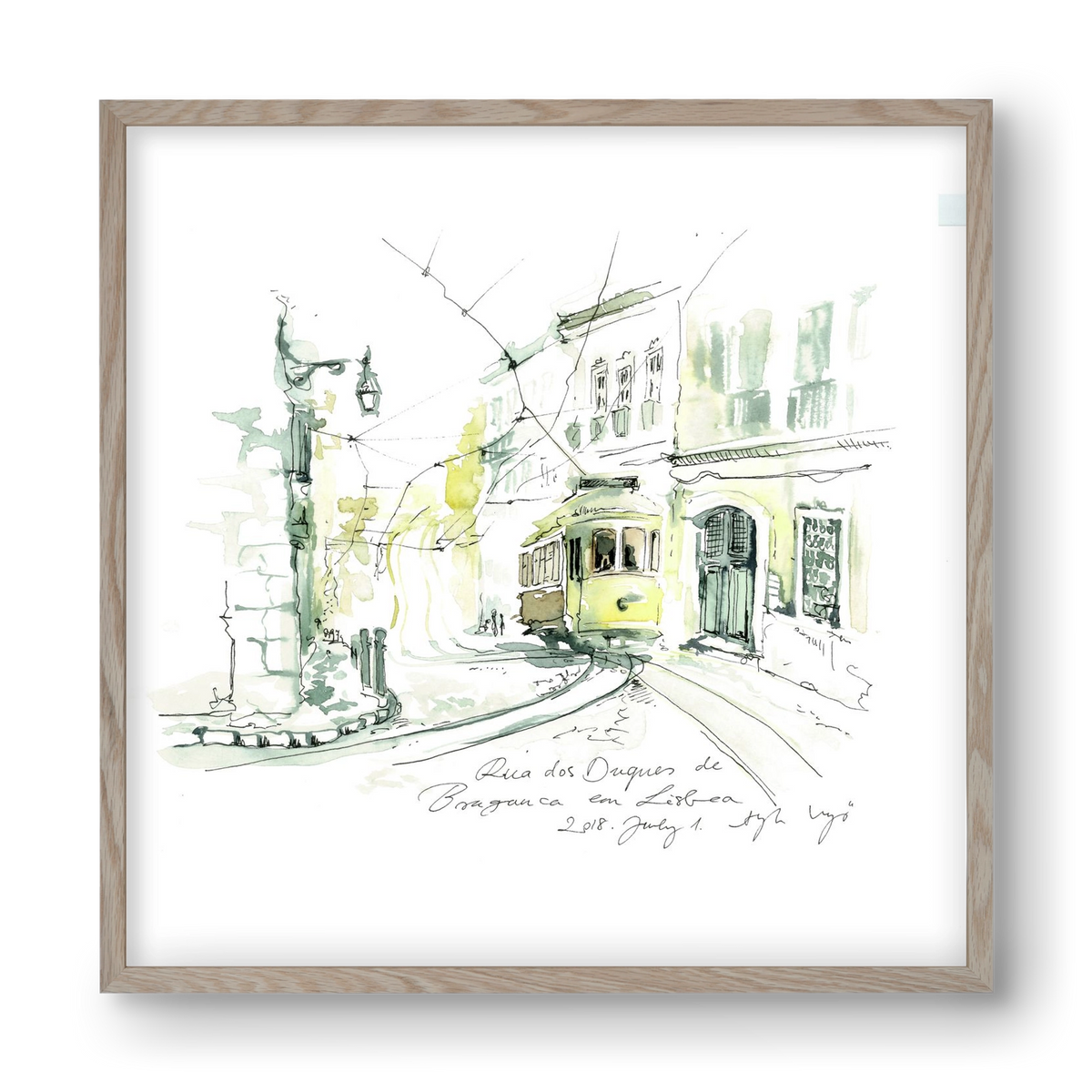 LISBON AQUARELLE NO.28, 40x40 cm (40x40 cm), Tölgy keret