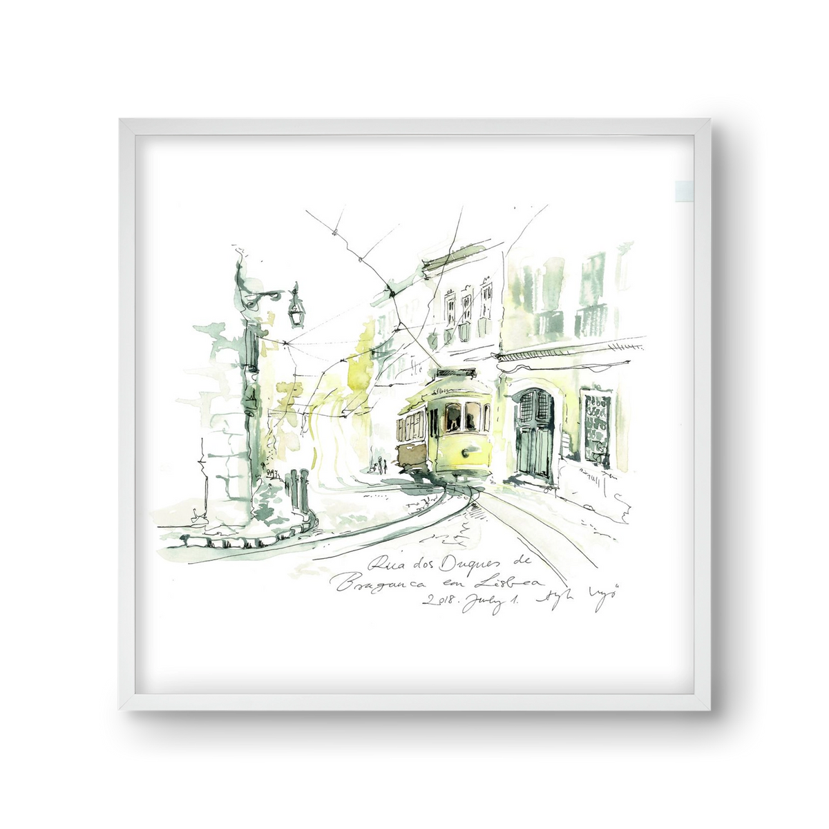 LISBON AQUARELLE NO.28, 30x30 cm (30x30 cm), Fehér keret