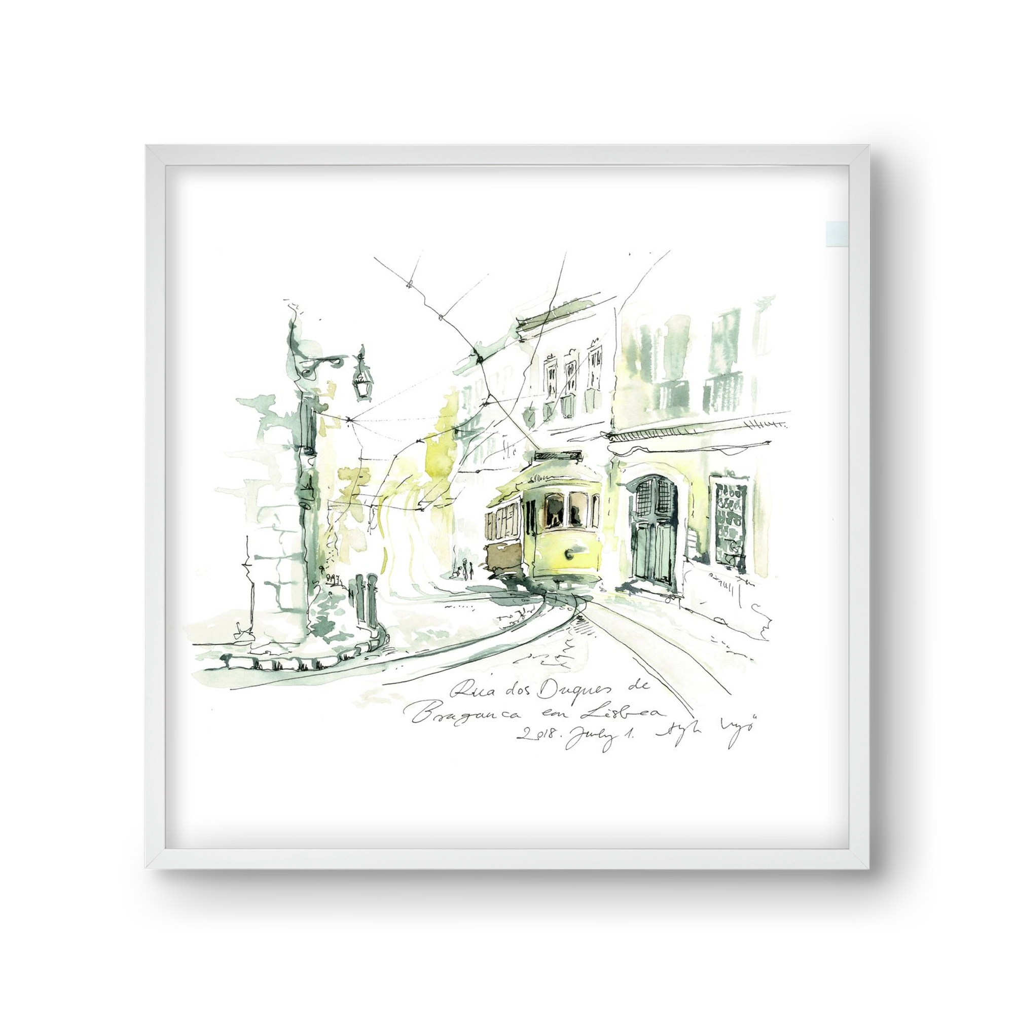 LISBON AQUARELLE NO.28, 30x30 cm (30x30 cm), Fehér keret