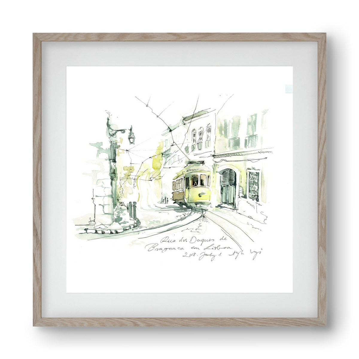 LISBON AQUARELLE NO.28, 40x40 cm (30x30 cm), Tölgy keret, paszpartuval