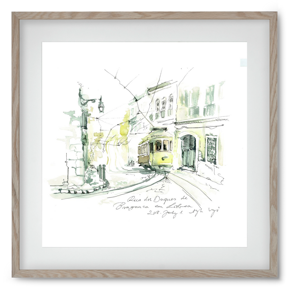 LISBON AQUARELLE NO.28, 50x50 cm (40x40 cm), Tölgy keret, paszpartuval