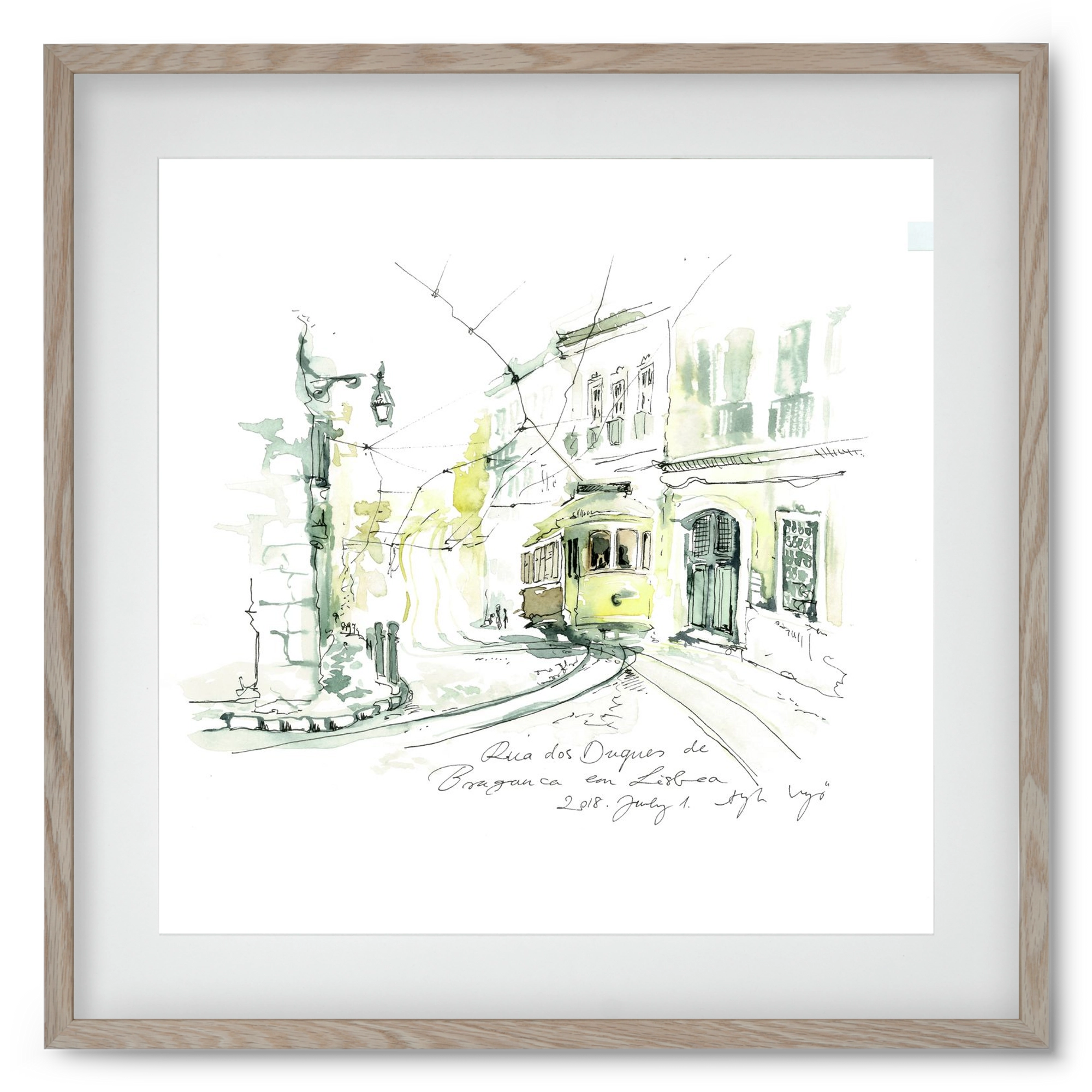 LISBON AQUARELLE NO.28, 50x50 cm (40x40 cm), Tölgy keret, paszpartuval