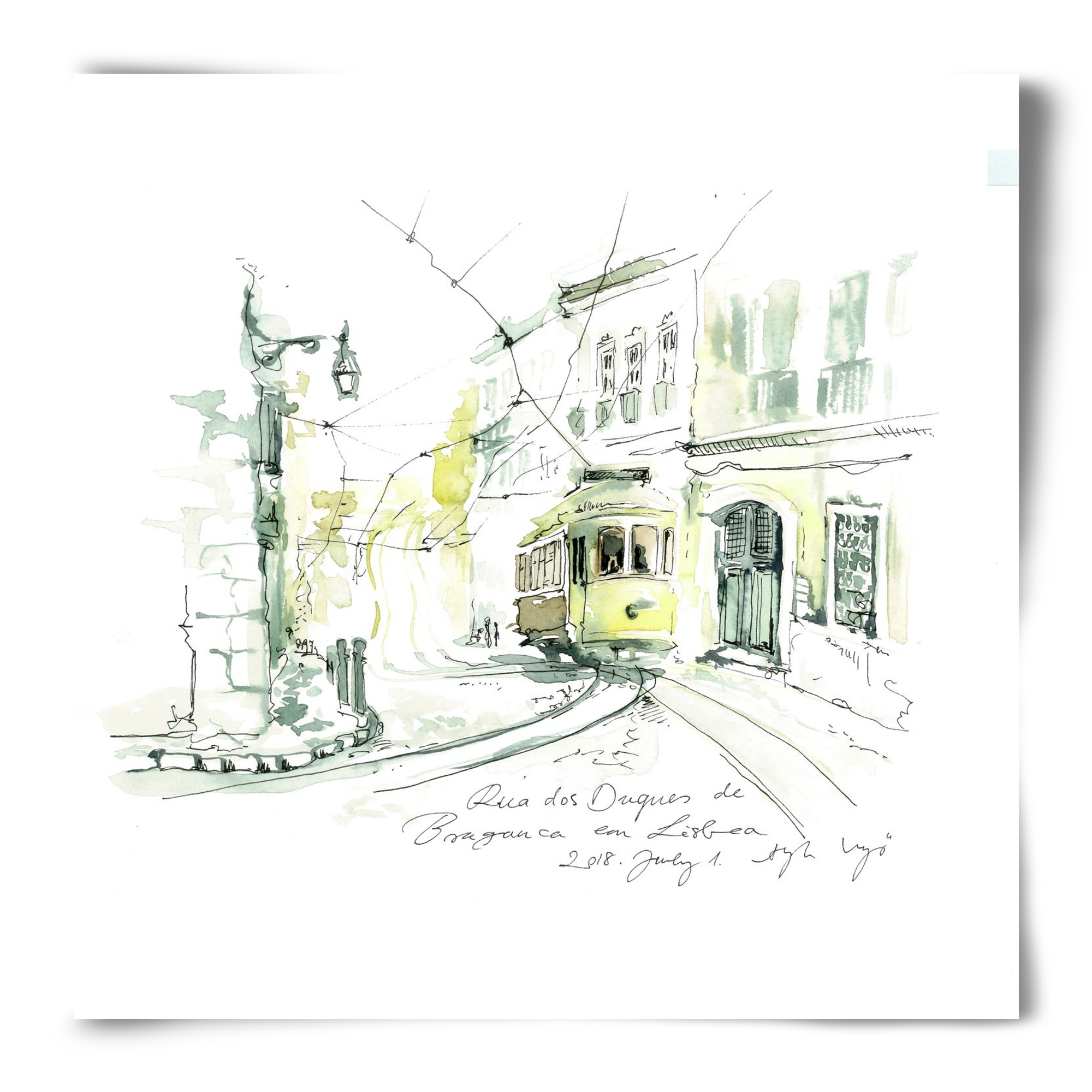 LISBON AQUARELLE NO.28, 50x50 cm, Keret nélkül