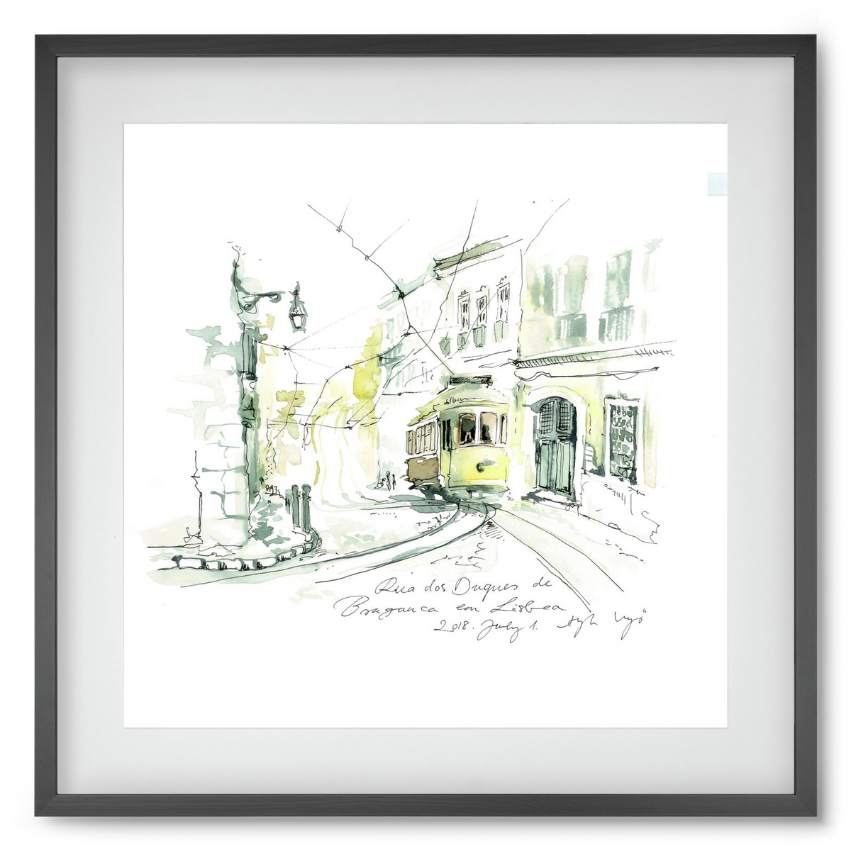 LISBON AQUARELLE NO.28, 50x50 cm (40x40 cm), Fekete keret, paszpartuval