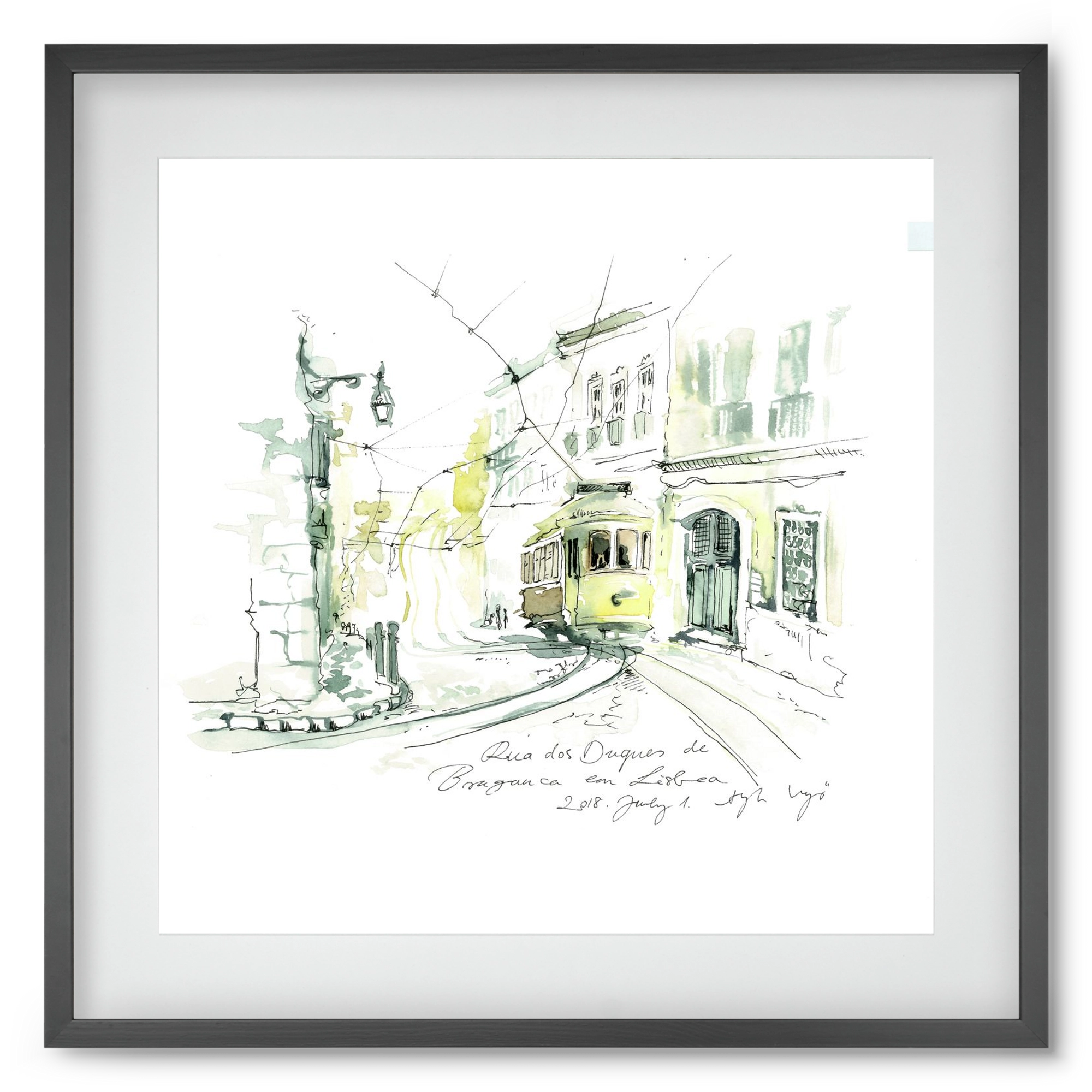 LISBON AQUARELLE NO.28, 50x50 cm (40x40 cm), Fekete keret, paszpartuval