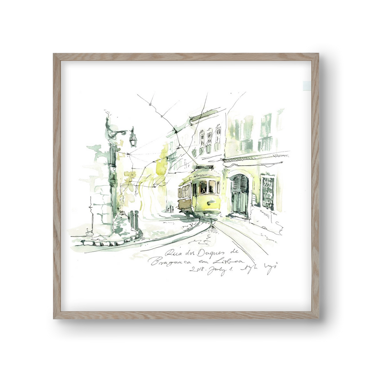 LISBON AQUARELLE NO.28, 30x30 cm (30x30 cm), Tölgy keret