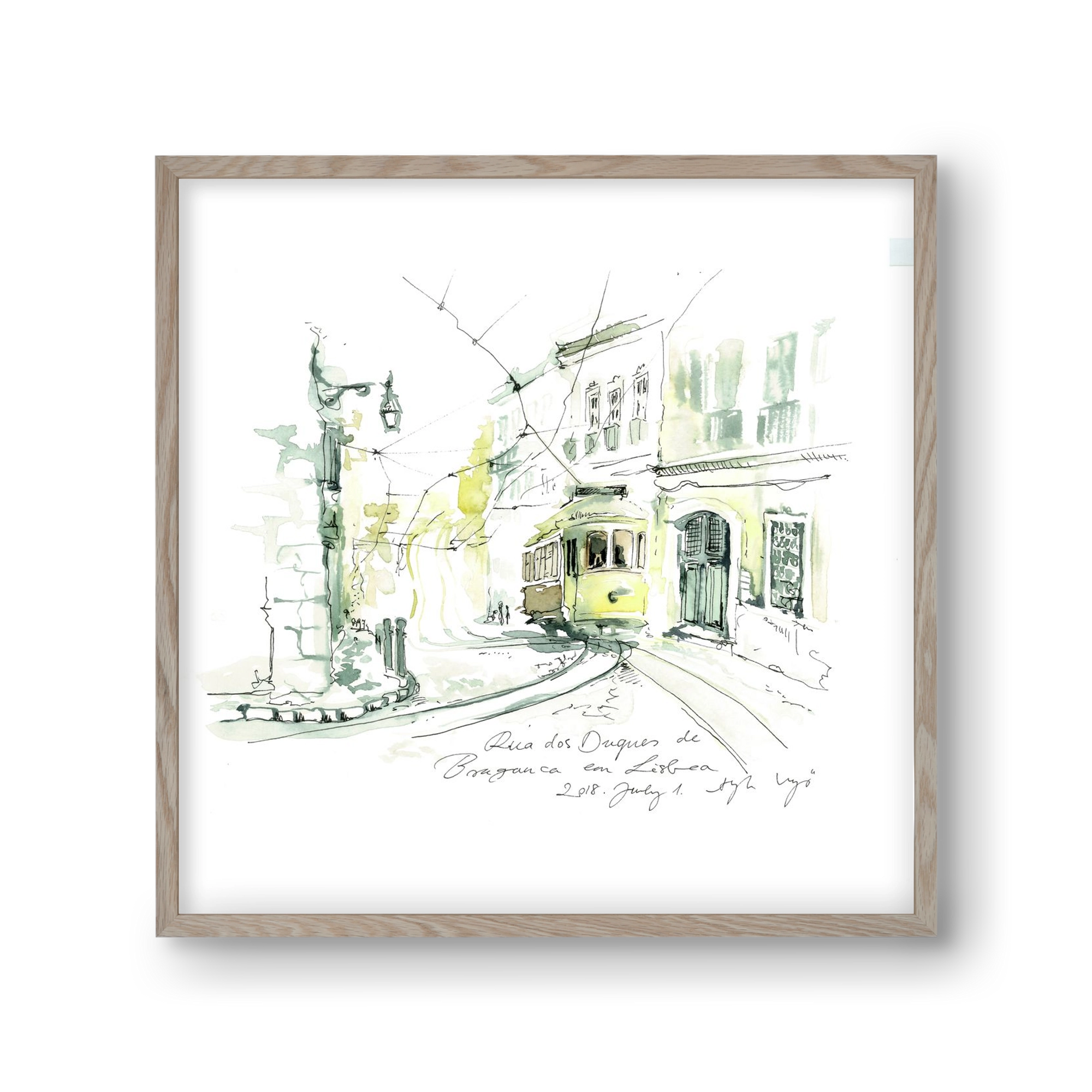 LISBON AQUARELLE NO.28, 30x30 cm (30x30 cm), Tölgy keret