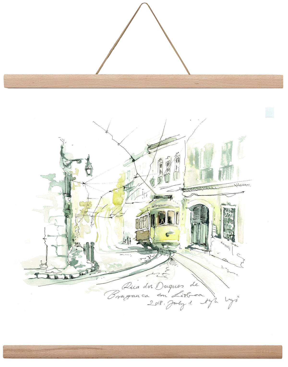 LISBON AQUARELLE NO.28, 40x40 cm (40x40 cm), Tölgy akasztó