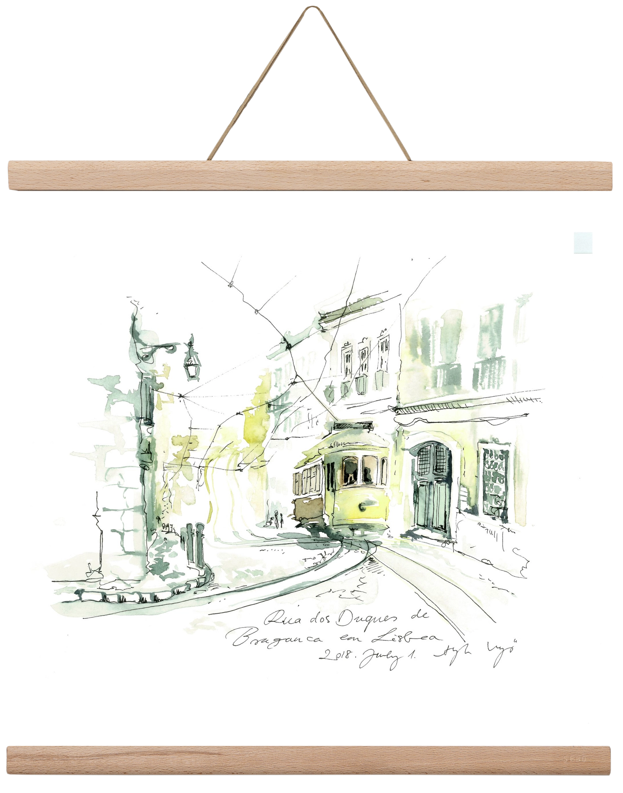 LISBON AQUARELLE NO.28, 40x40 cm (40x40 cm), Tölgy akasztó