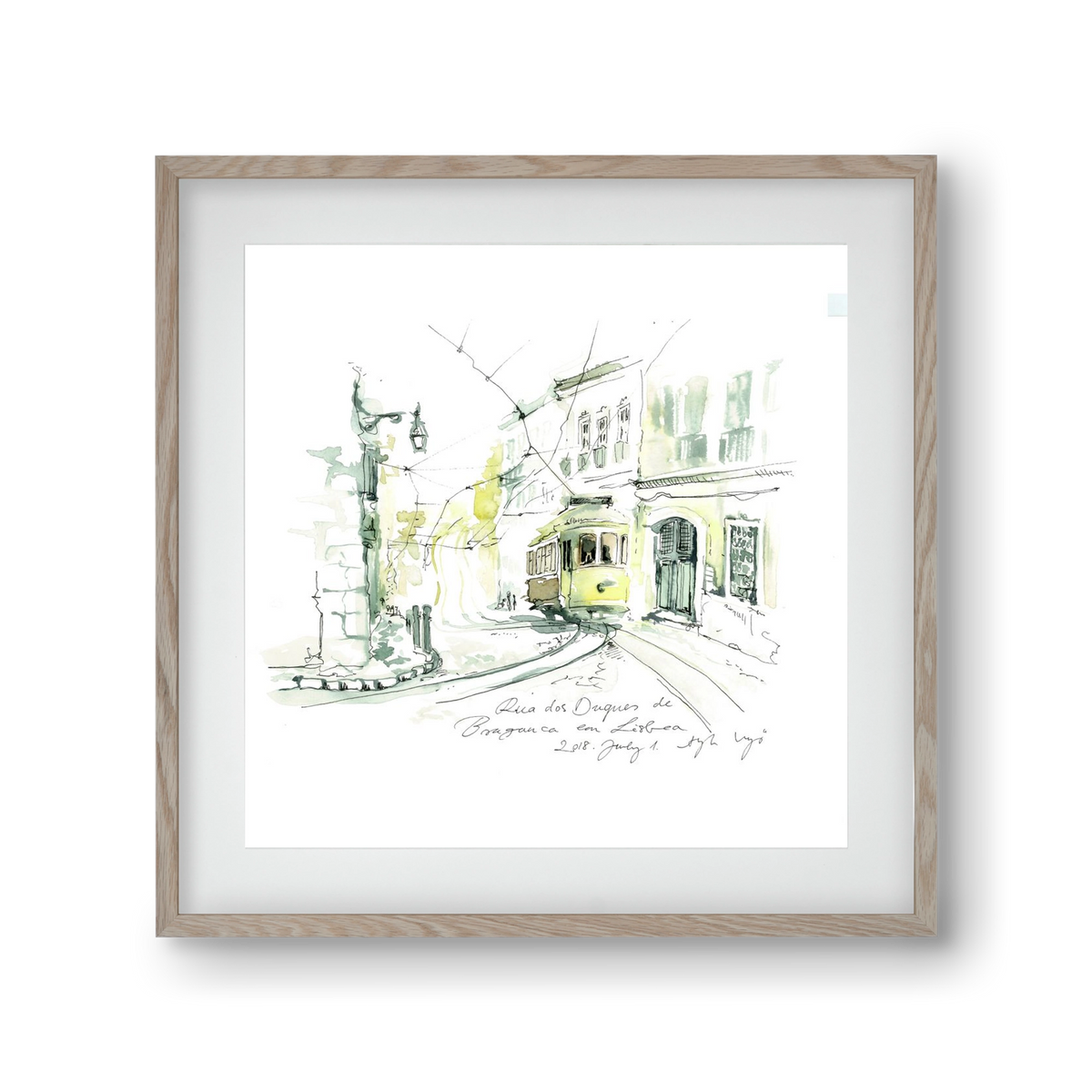 LISBON AQUARELLE NO.28, 30x30 cm (20x20 cm), Tölgy keret, paszpartuval