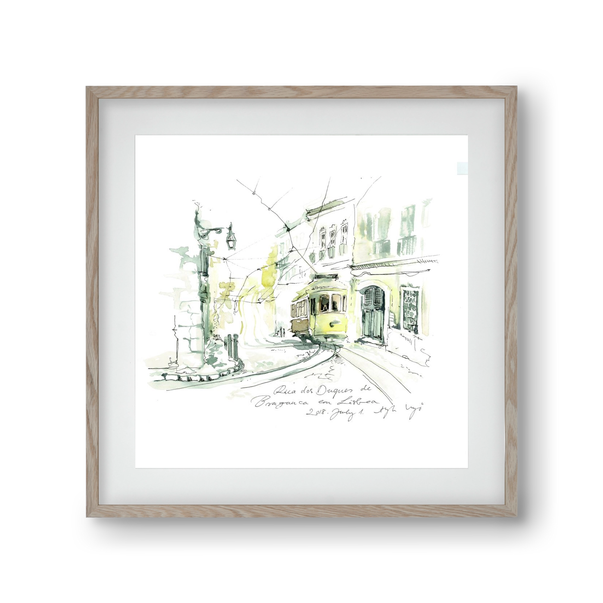 LISBON AQUARELLE NO.28, 30x30 cm (20x20 cm), Tölgy keret, paszpartuval