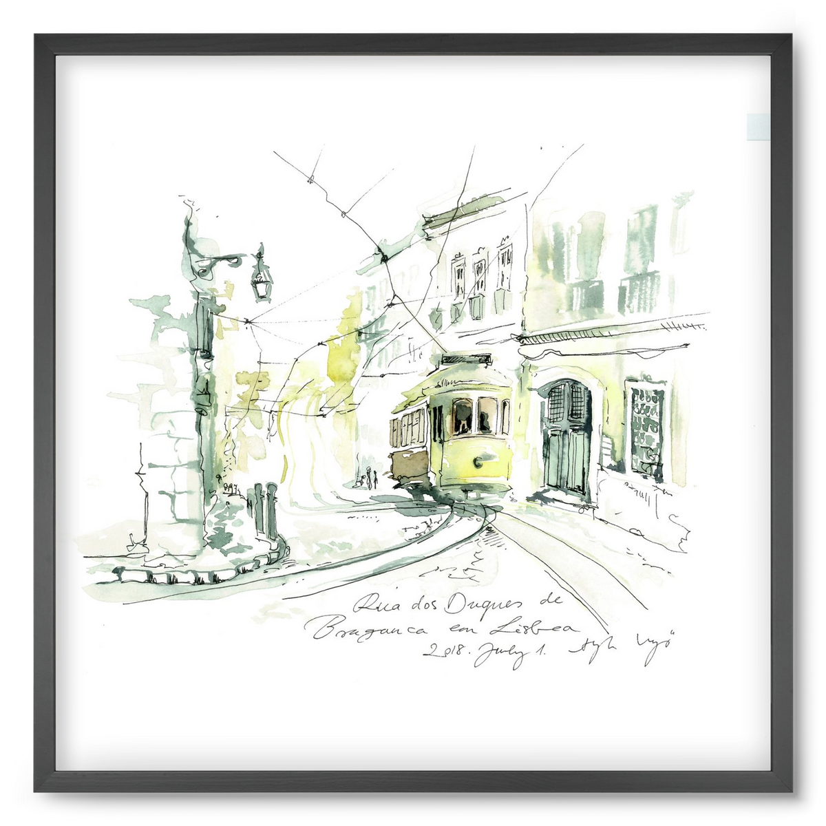 LISBON AQUARELLE NO.28, 50x50 cm (50x50 cm), Fekete keret