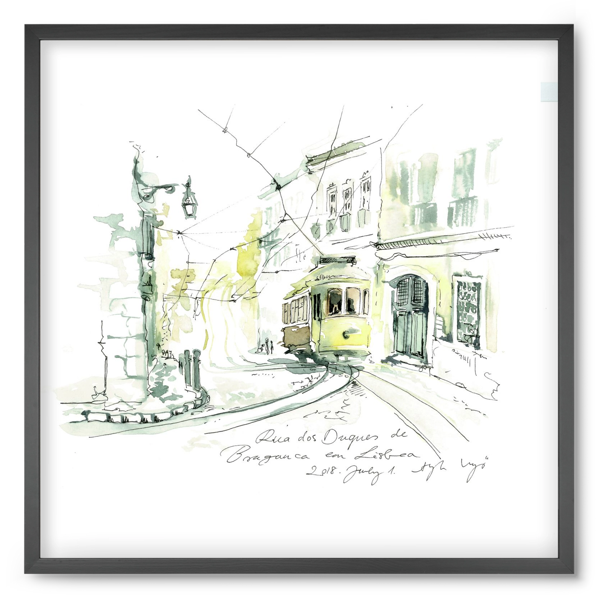 LISBON AQUARELLE NO.28, 50x50 cm (50x50 cm), Fekete keret