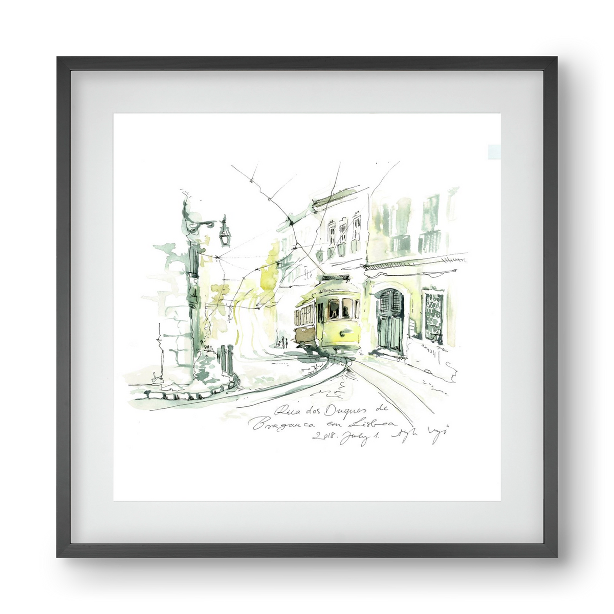 LISBON AQUARELLE NO.28, 40x40 cm (30x30 cm), Fekete keret, paszpartuval