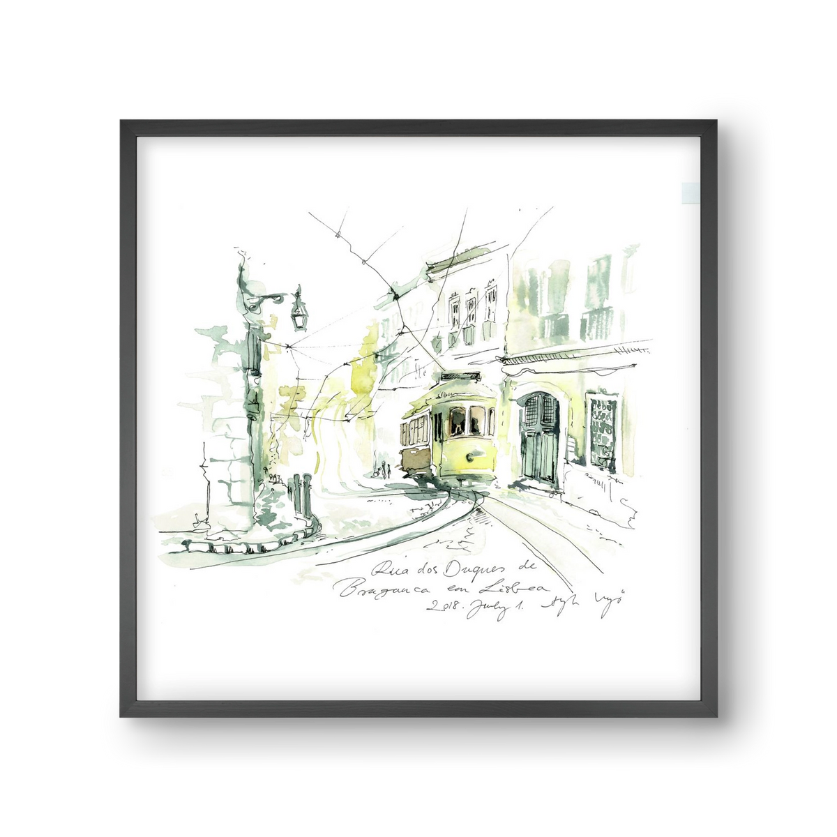 LISBON AQUARELLE NO.28, 30x30 cm (30x30 cm), Fekete keret