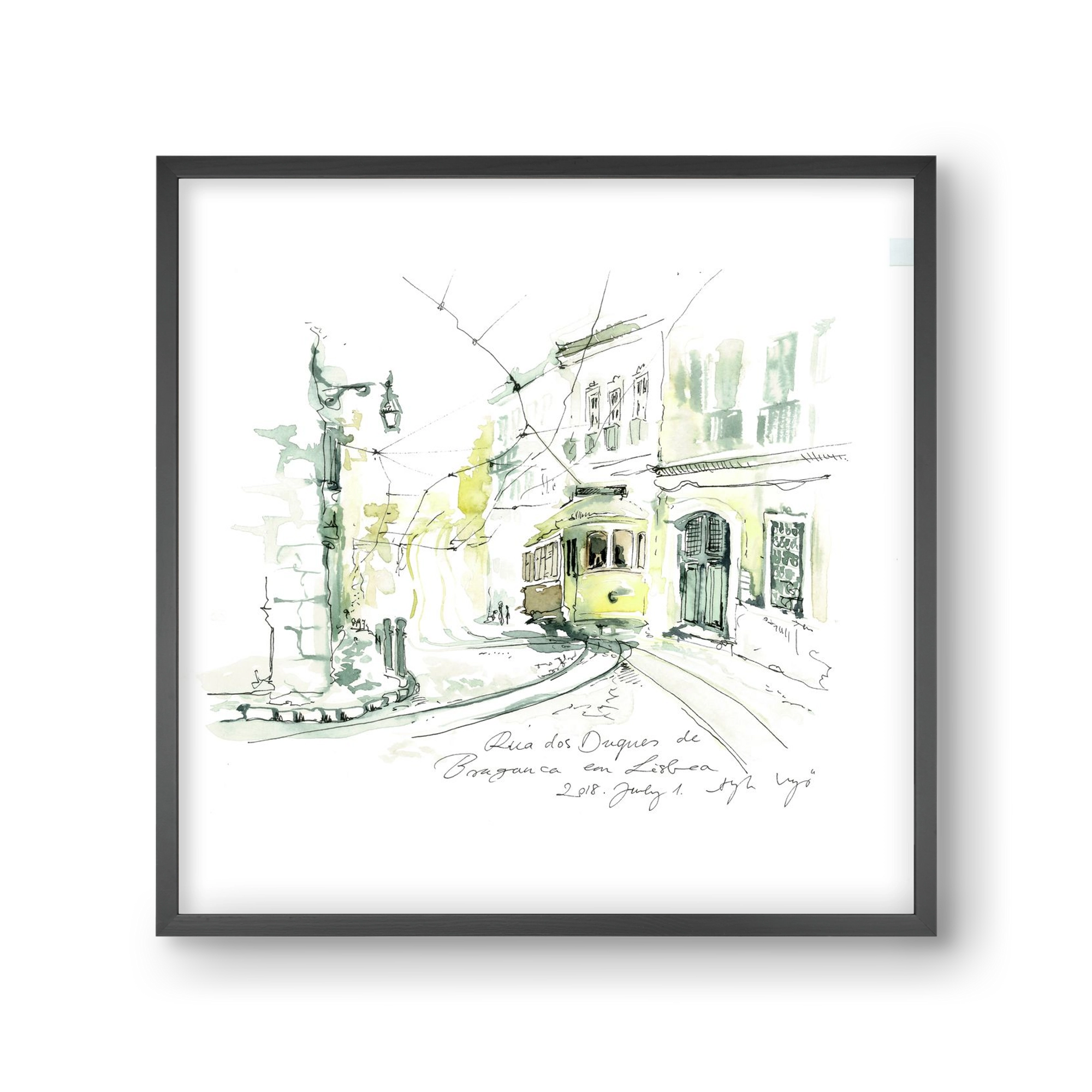 LISBON AQUARELLE NO.28, 30x30 cm (30x30 cm), Fekete keret