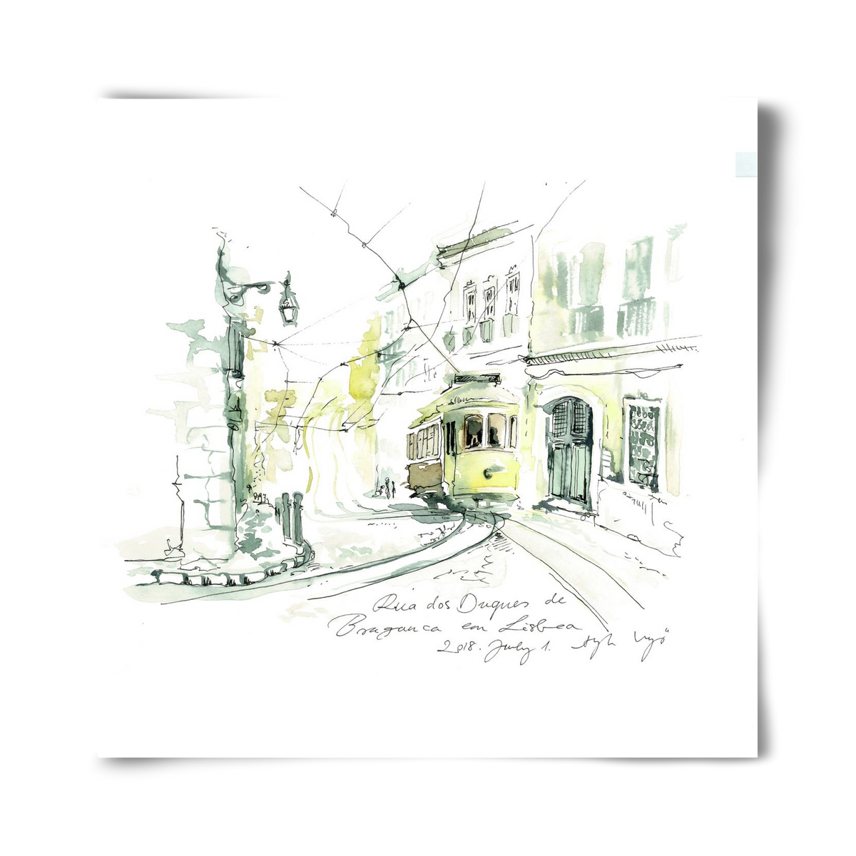 LISBON AQUARELLE NO.28, 40x40 cm, Keret nélkül