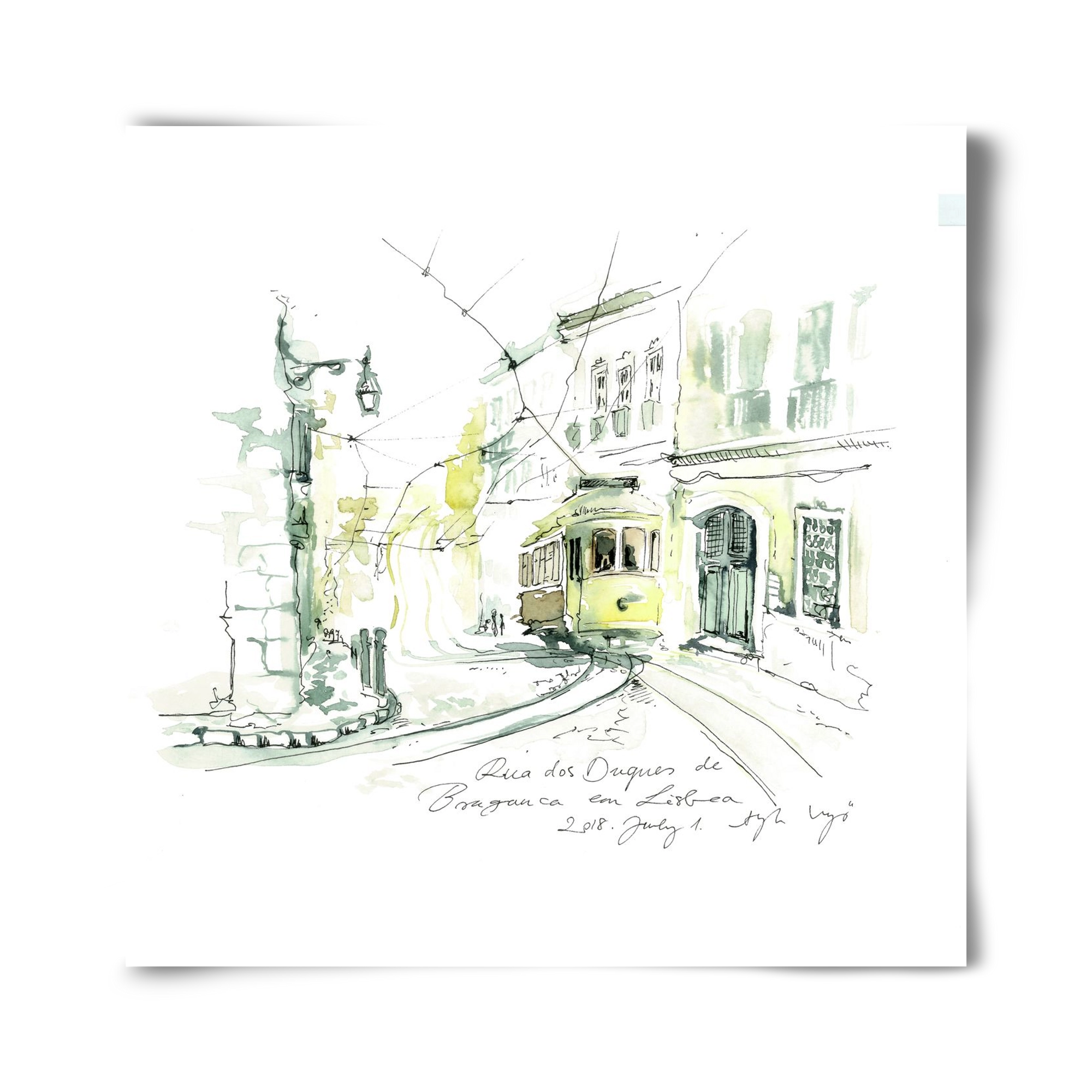 LISBON AQUARELLE NO.28, 40x40 cm, Keret nélkül