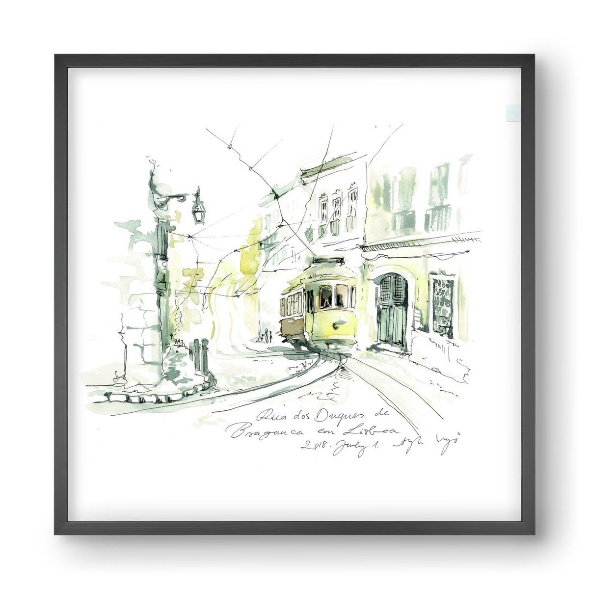 LISBON AQUARELLE NO.28, 40x40 cm (40x40 cm), Fekete keret