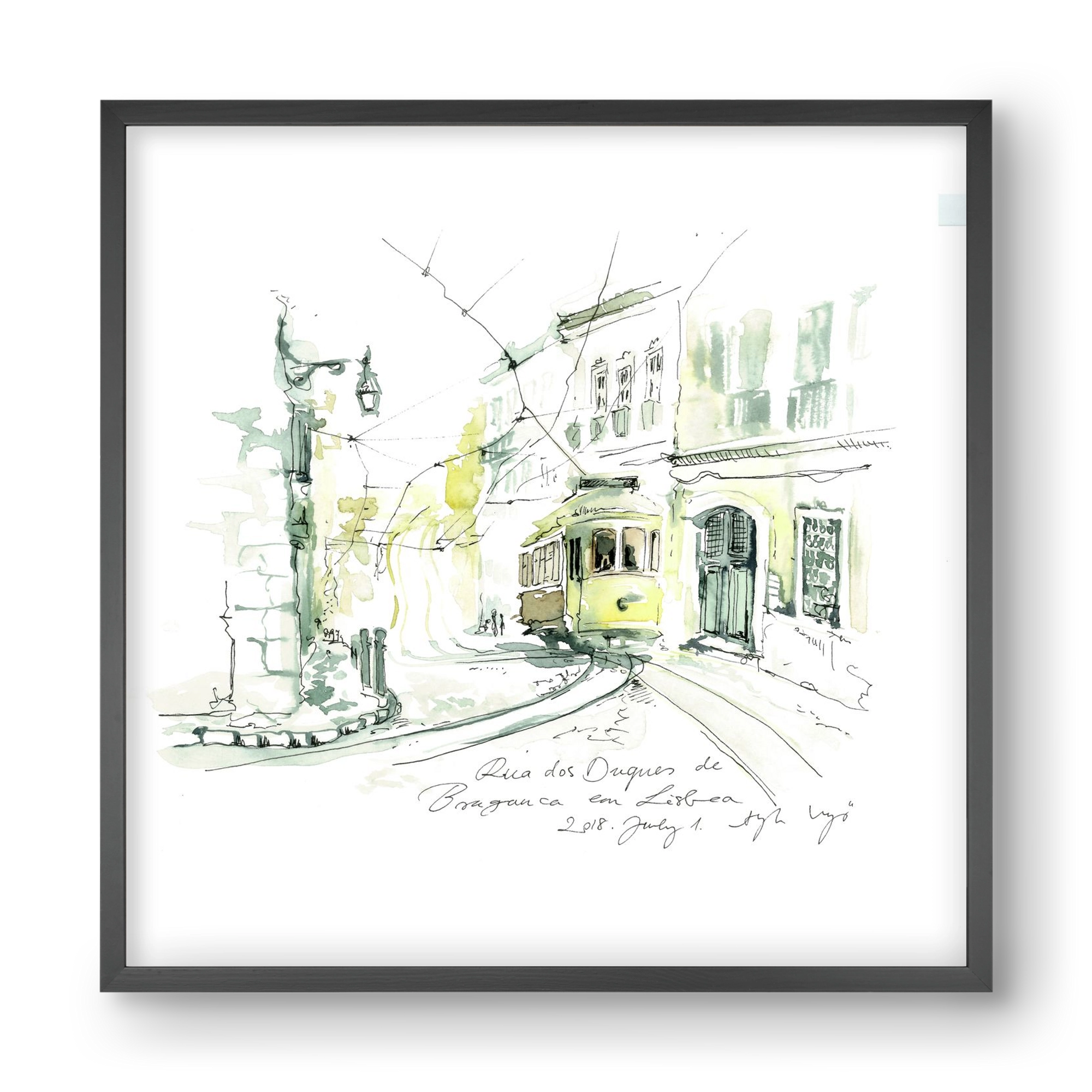 LISBON AQUARELLE NO.28, 40x40 cm (40x40 cm), Fekete keret